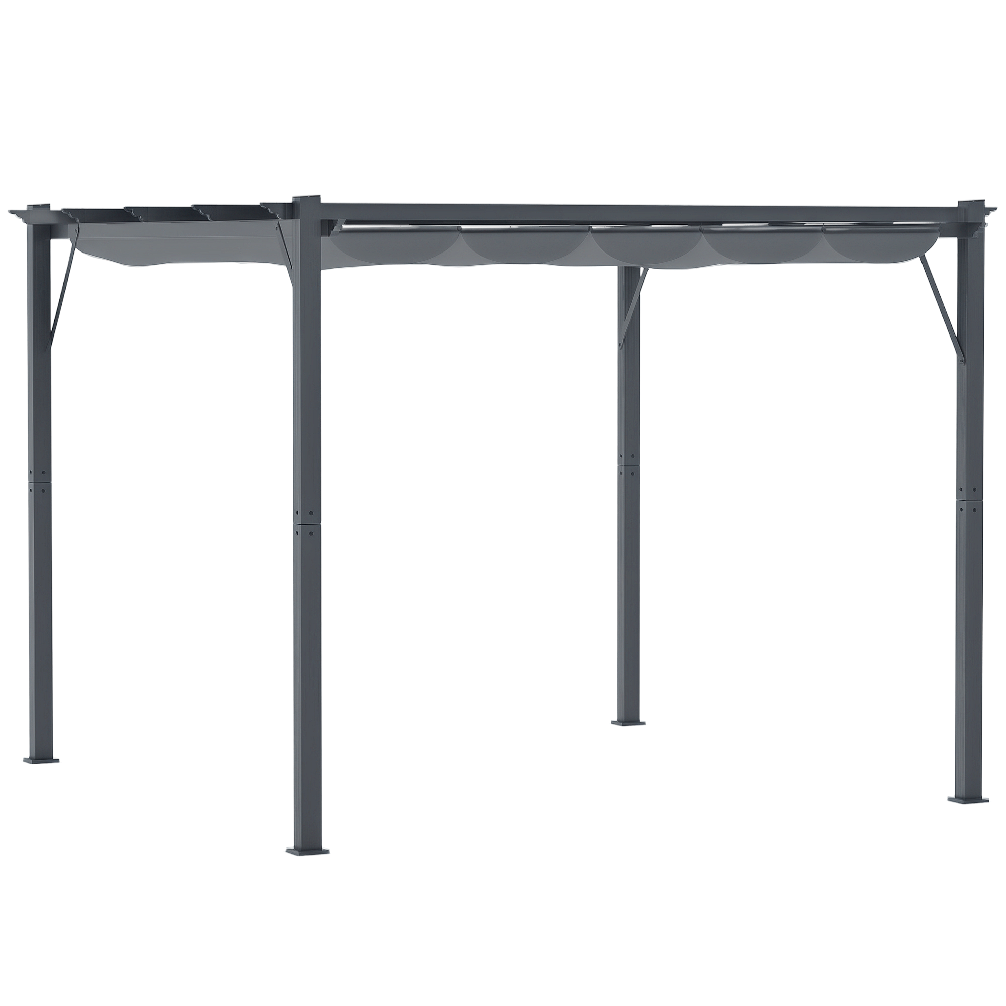 10' x 10' Outdoor Retractable Pergola Canopy, Aluminum Patio Pergola, Backyard Shade Shelter for Garden & Parties, Gray
