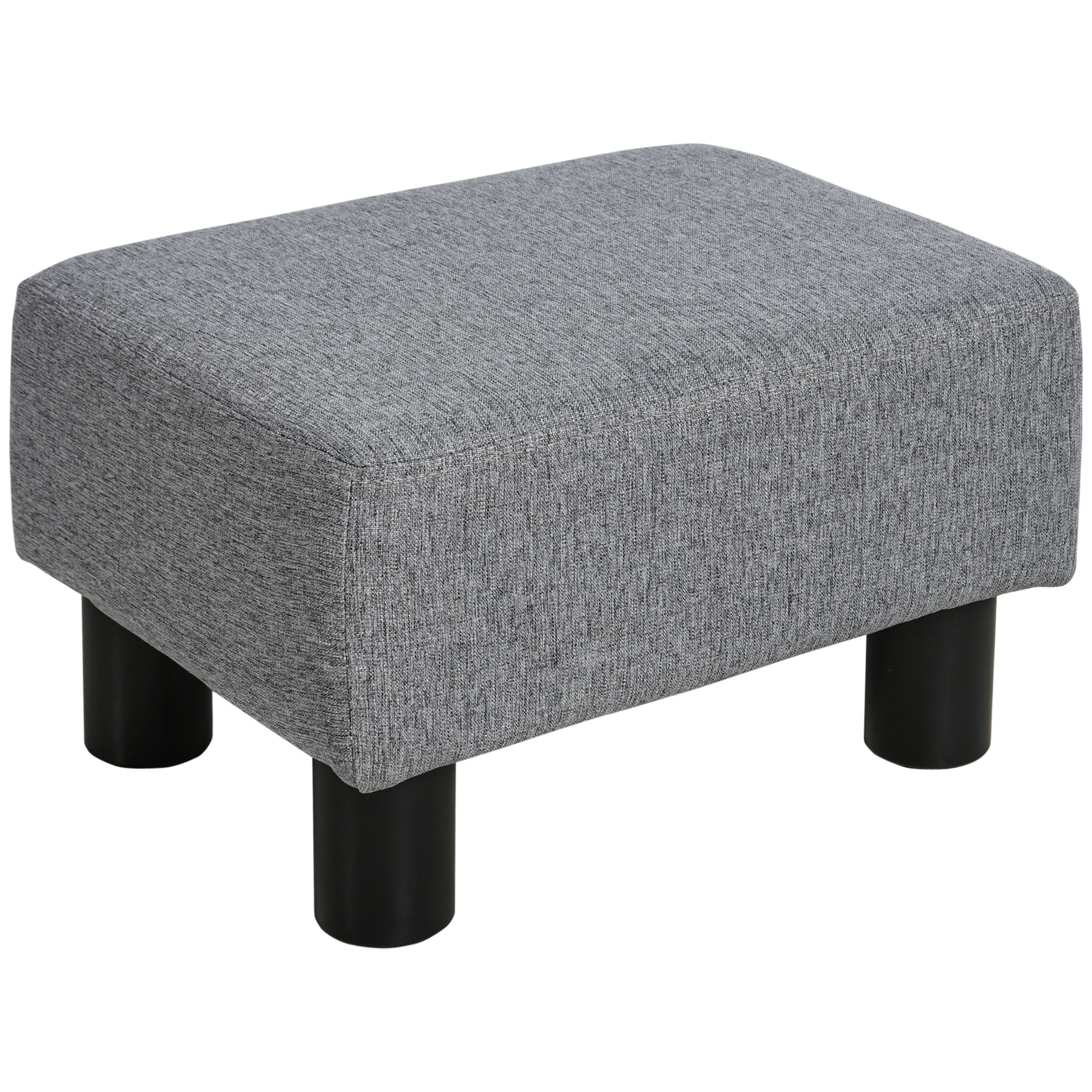 Small Ottoman Foot Rest, Foot Stool with Linen Fabric Upholstery and Plastic Legs, Cube Ottoman, Gray