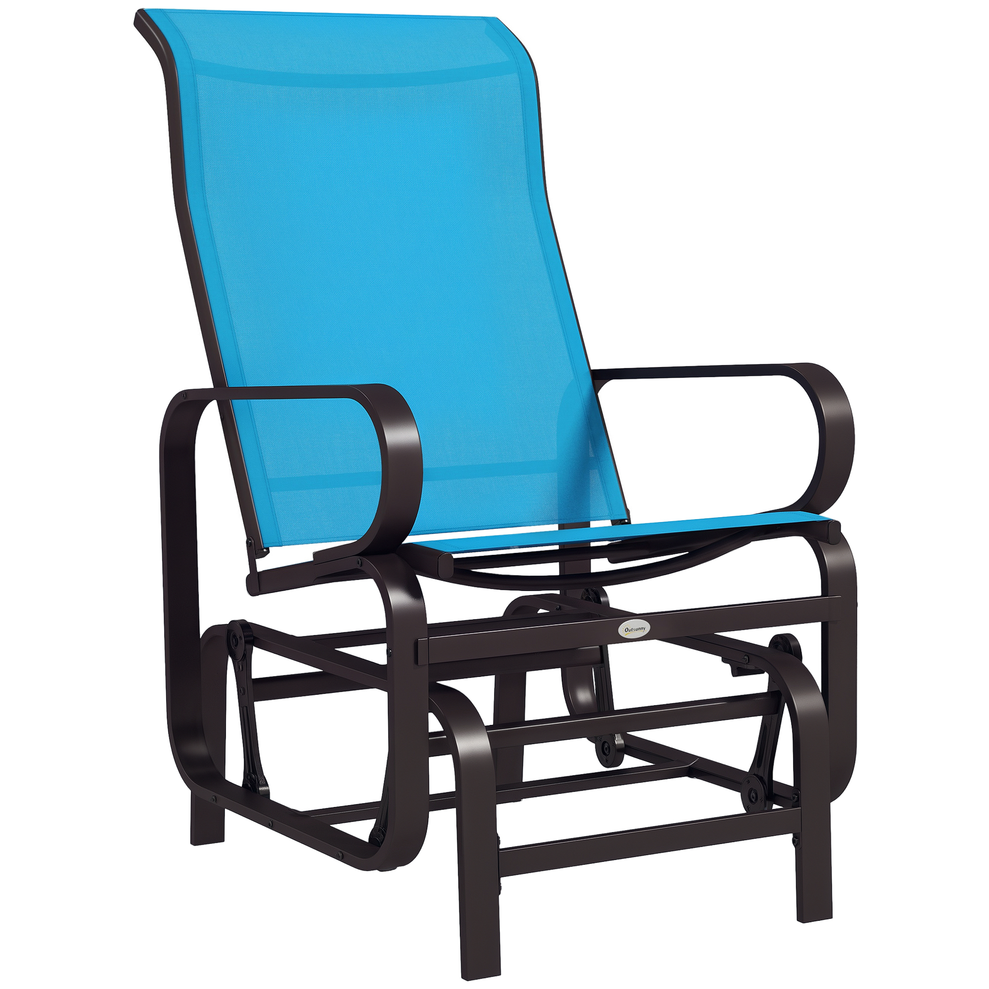 Gliding Lounger Chair, Single Rocker with Lightweight Metal & Mesh Construction, Blue