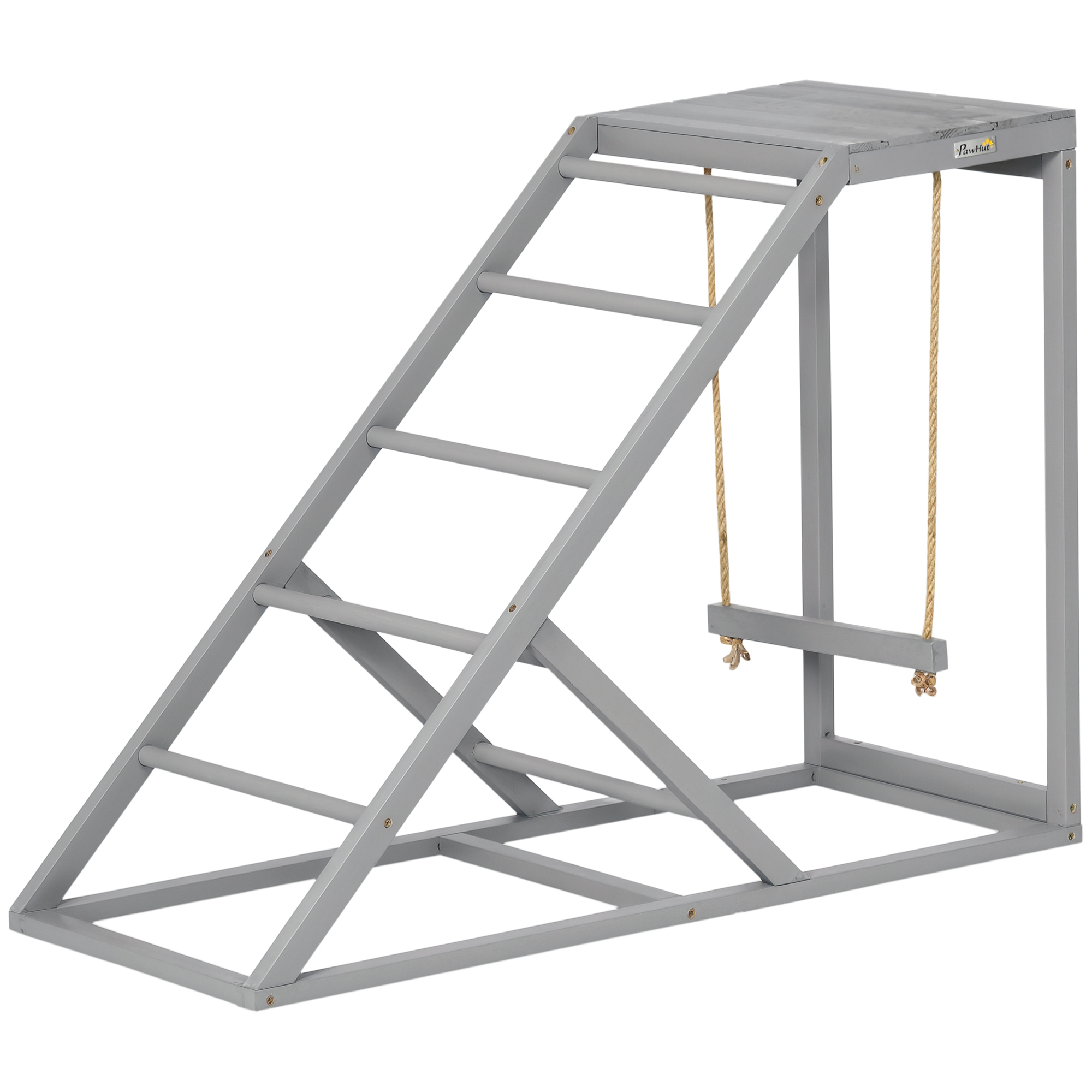 Chicken Activity Play for Healthy & Happy Animals, Swing Set with Chicken Perches & Hen Ladder, Chicken Coop Toy, Gray