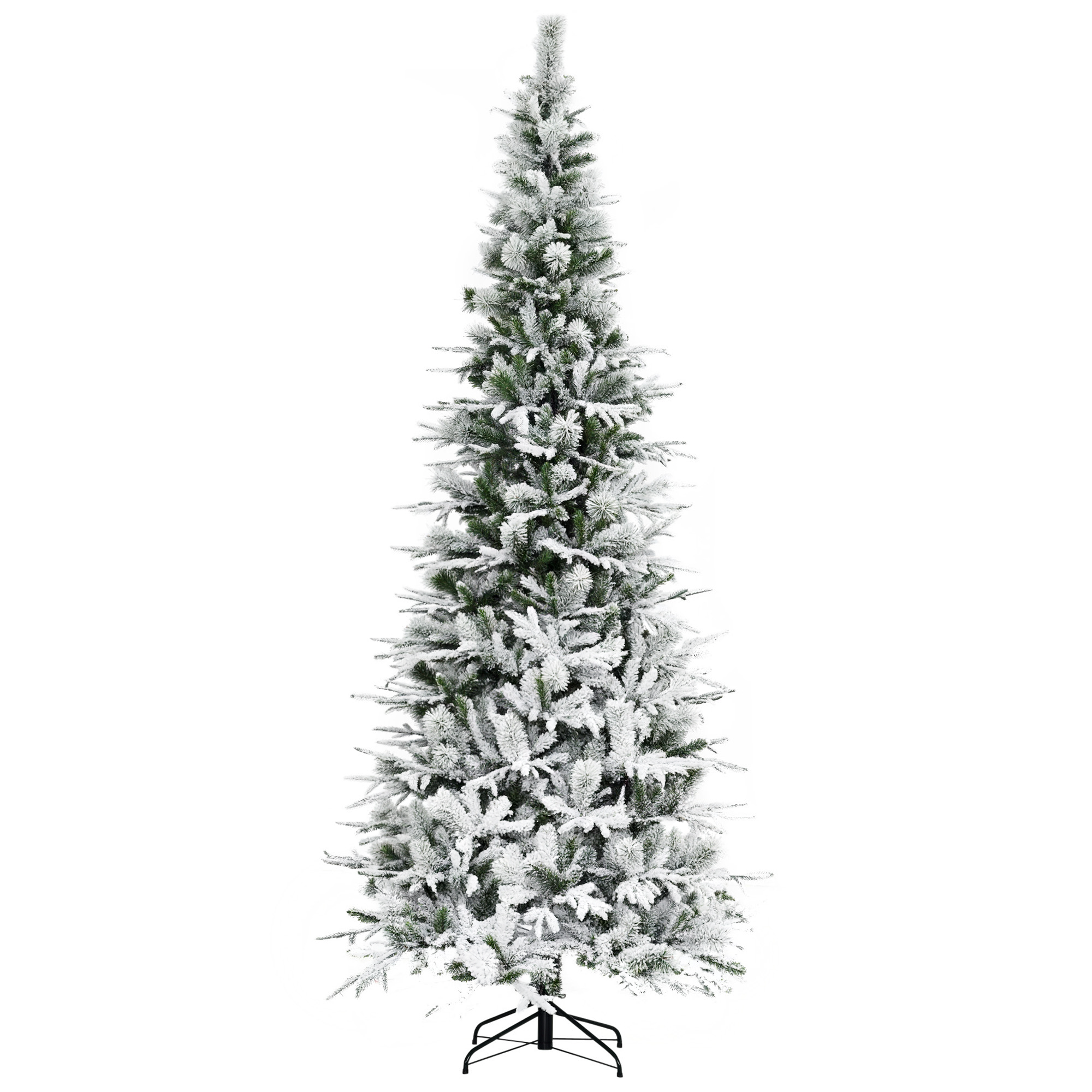  9' Unlit Snow Flocked Pine Artificial Christmas Tree with Realistic Branches and 1159 Tips, Green