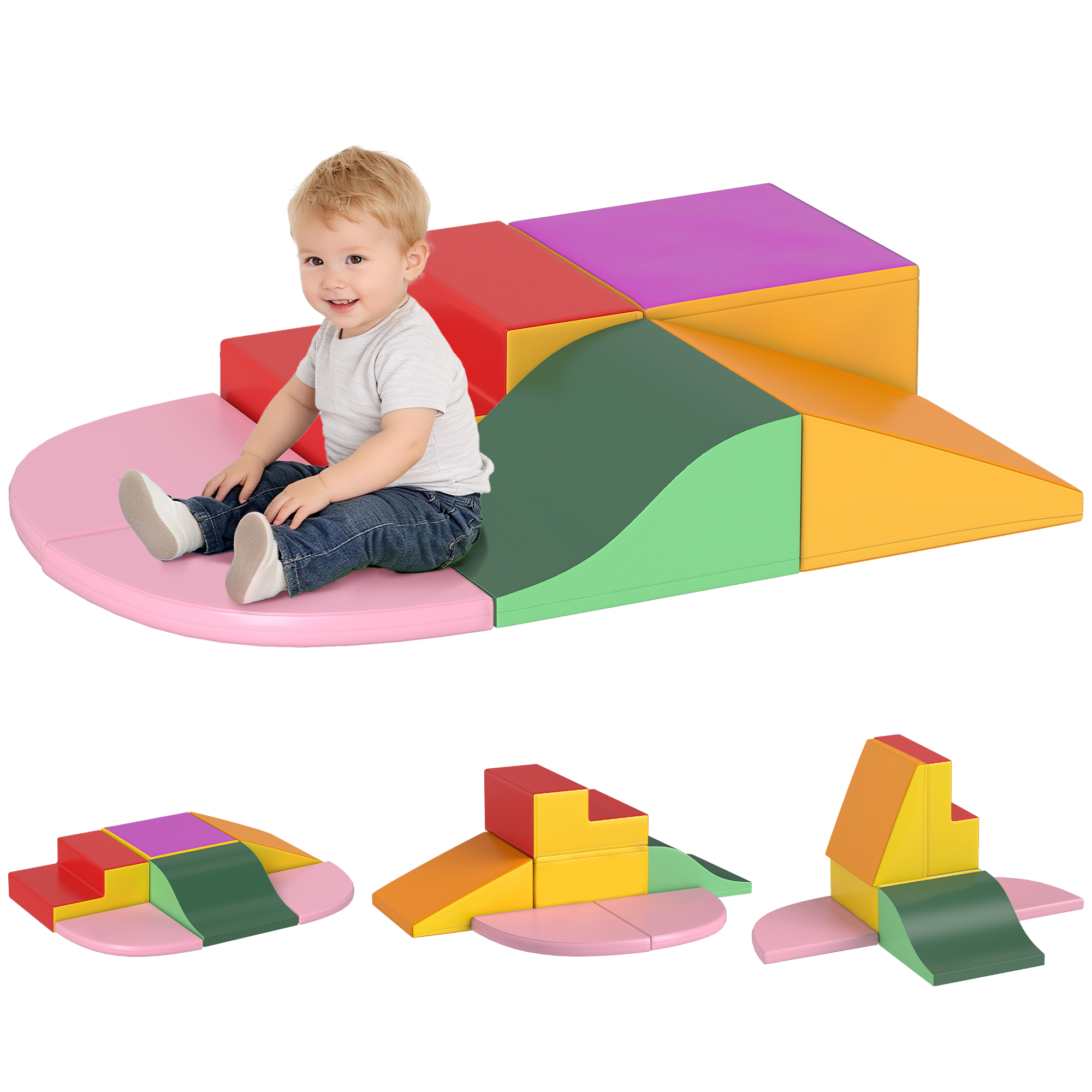 6-Pieces Foam Climbing Blocks for Toddlers 1-3 Years, Soft Play Set for Climb and Crawl, Assorted