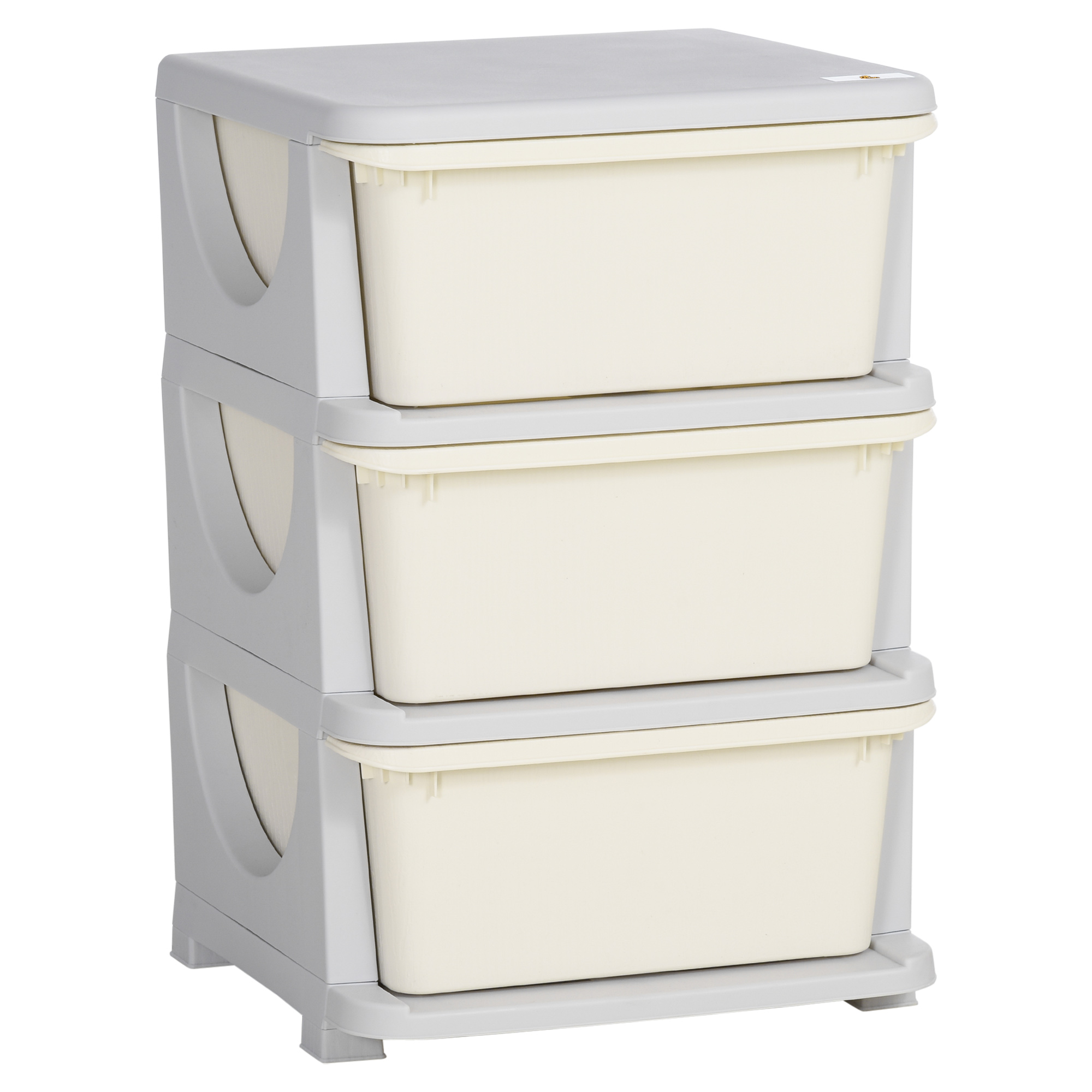 3 Drawers Kids Storage Unit, 3 Tier Stackable Toy Organizers and Storage Chest for Bedroom, Nursery, Playroom, Living Room, Boys, Girls, Toddlers, Cream White