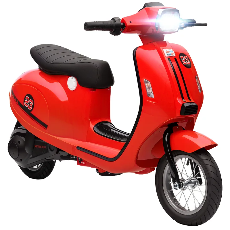 24V Kids Motorcycle with 3-Speed, Electric Motorcycle with Rear Suspension and LED Lights for 8-12 Years Old, Red