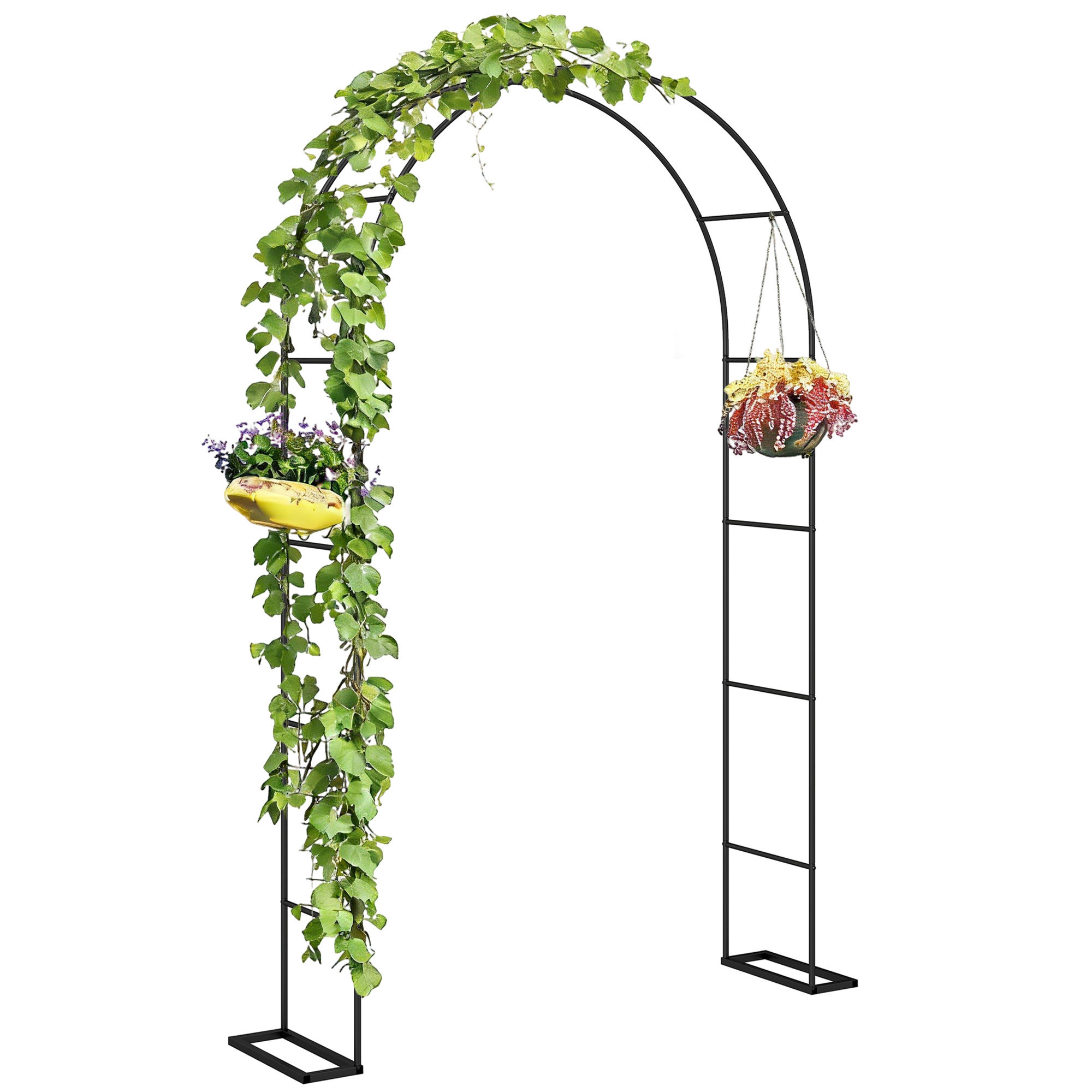 8 ft Steel Garden Arch, Garden Arbor Trellis with Large Base for Climbing Plants, Wedding Arch Stand, Black