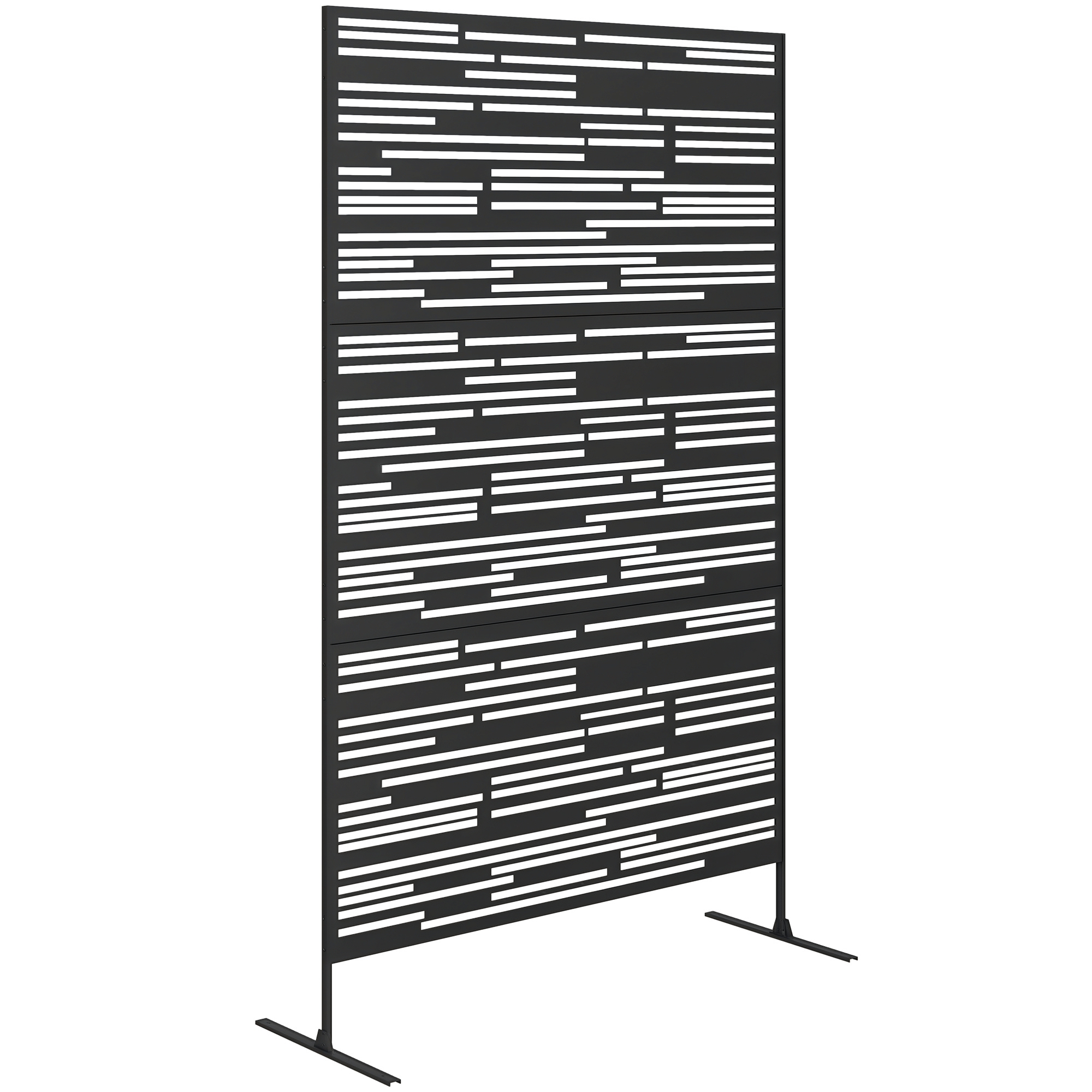 78" H x 48" W Metal Outdoor Privacy Screen, Freestanding Decorative Privacy Fence Screen for Balcony, Black