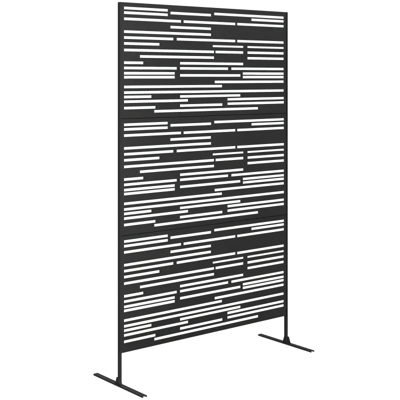 78" H x 48" W Metal Outdoor Privacy Screen, Freestanding Decorative Privacy Fence Screen for Balcony, Black