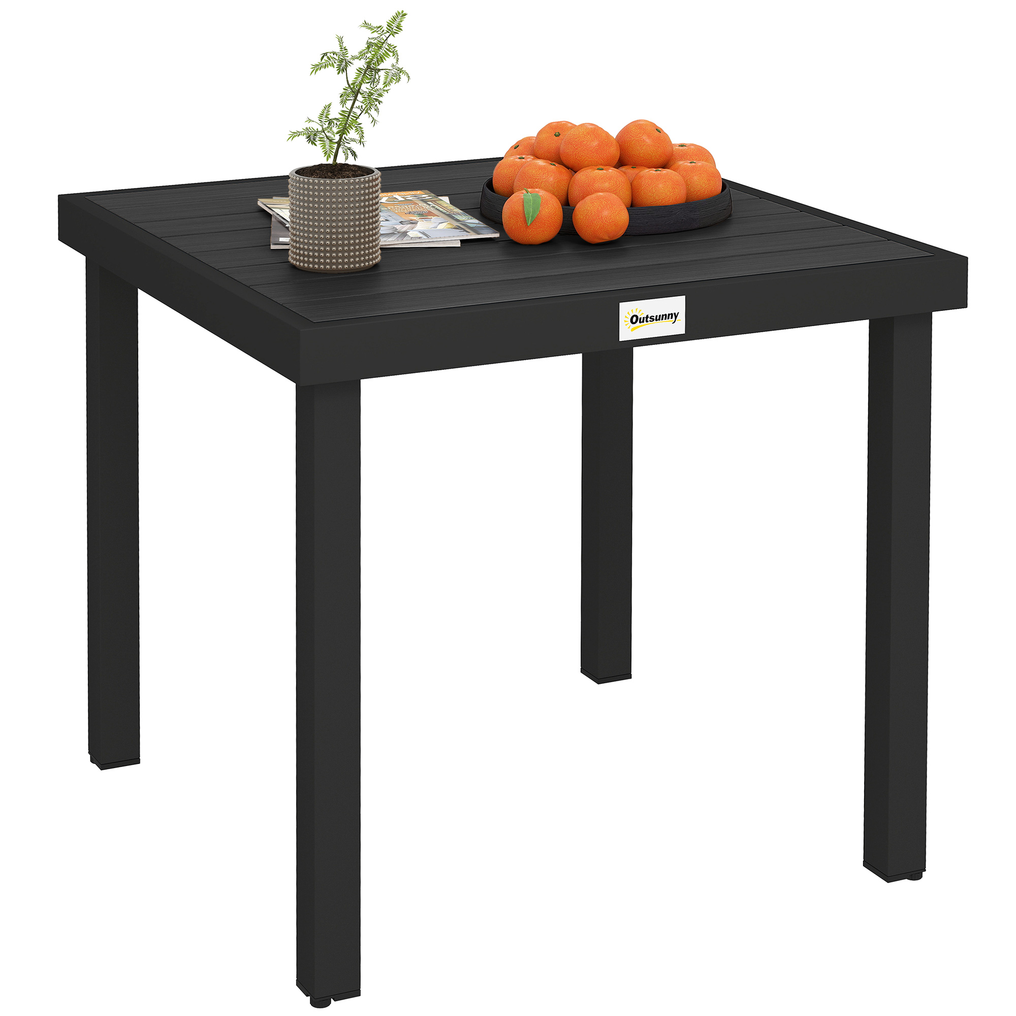 Patio Dining Table for 4, Rectangular Aluminum Outdoor Table for Garden Lawn Backyard, Black