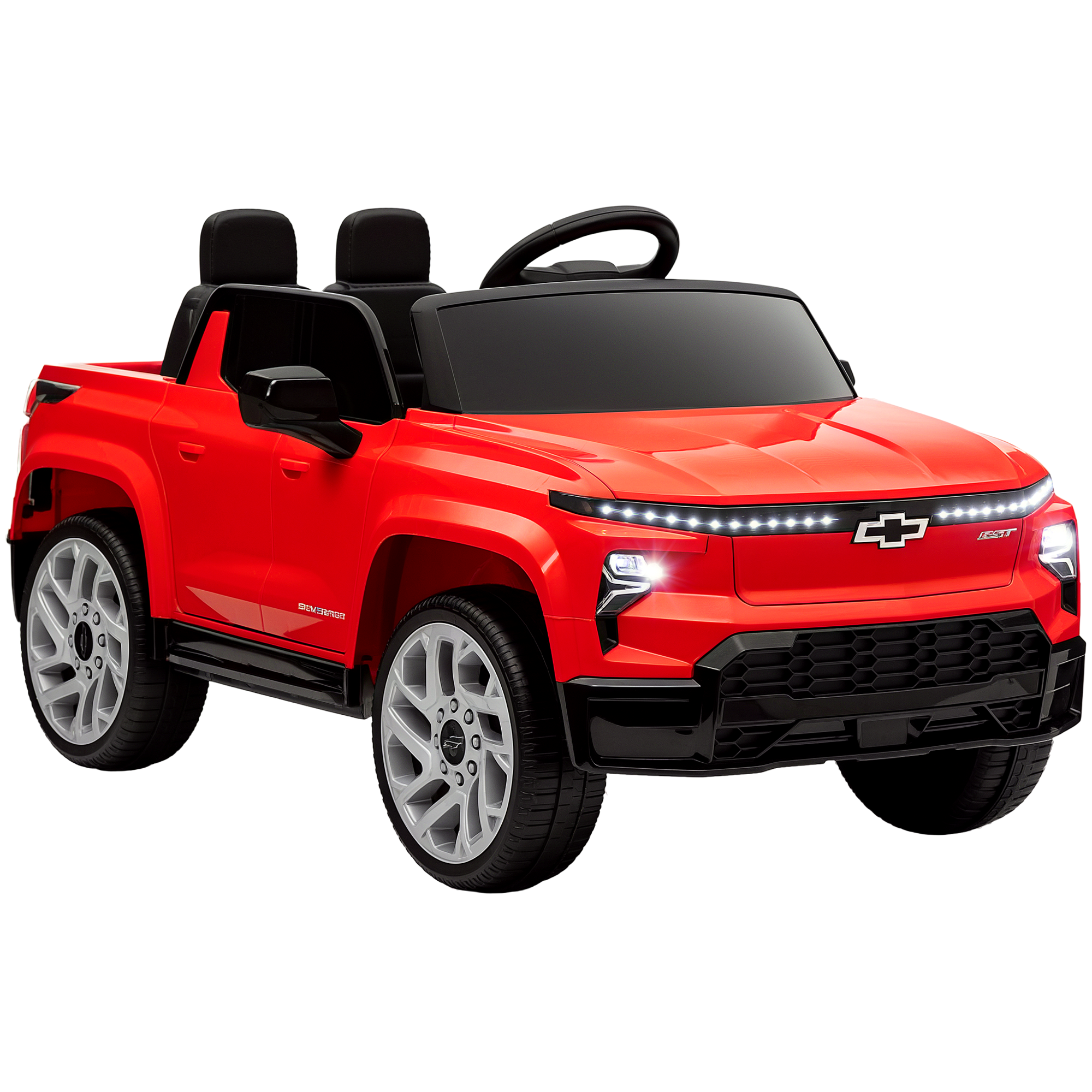 12V Chevrolet Silverado EV RST Licensed Kids Electric Car with Parent Remote Control, Spring Suspension, Red
