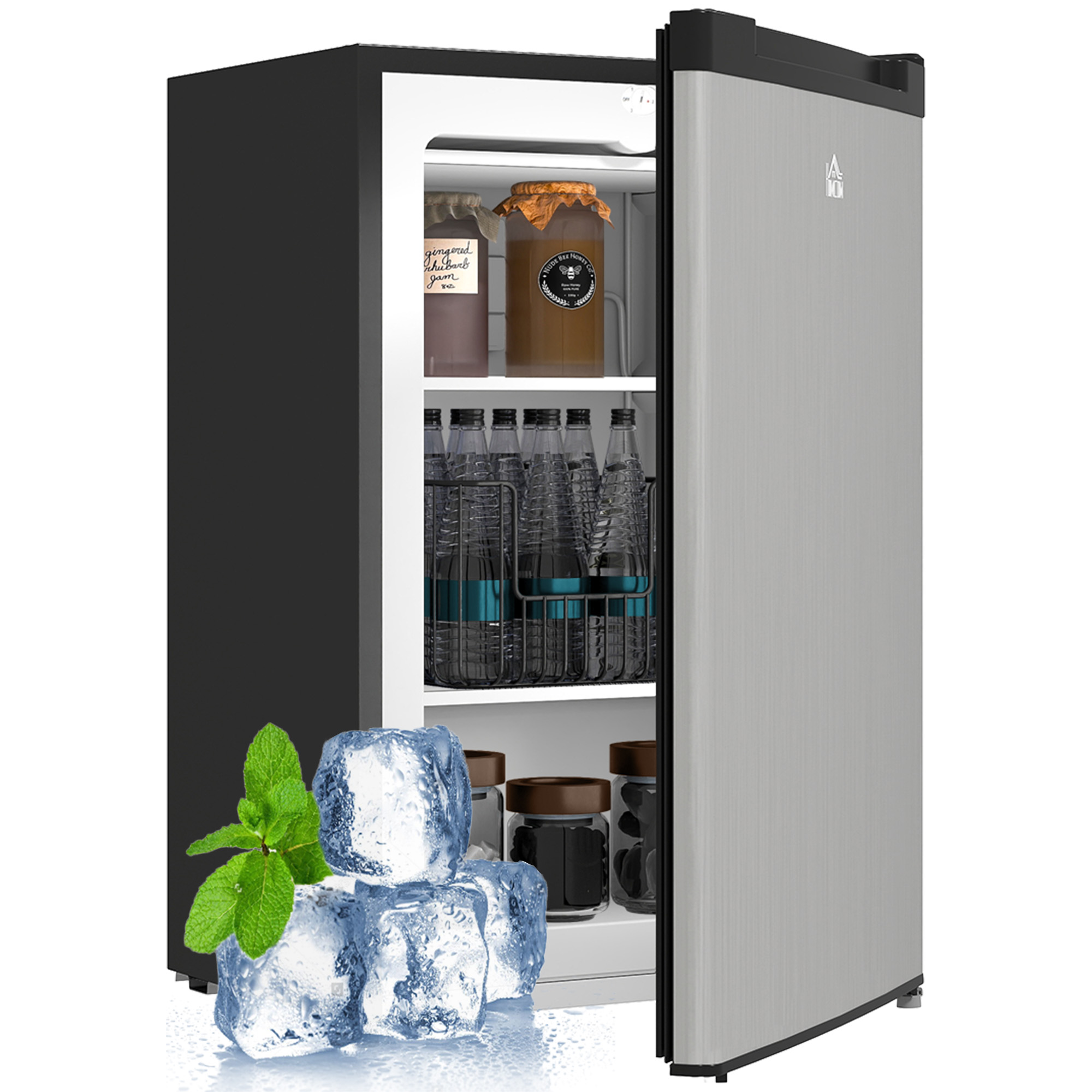 Upright Freezer, 3 Cu Ft Small Freezer with Reversible Single Door, Adjustable Thermostat for Home, Apartment, Silver