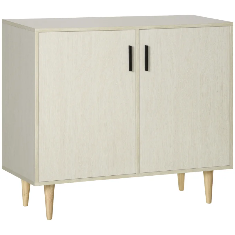  Sideboard Buffet Cabinet, Kitchen Cabinet, Accent Cabinet with Double Doors, Adjustable Shelves and Wood Legs for Living Room, Natural