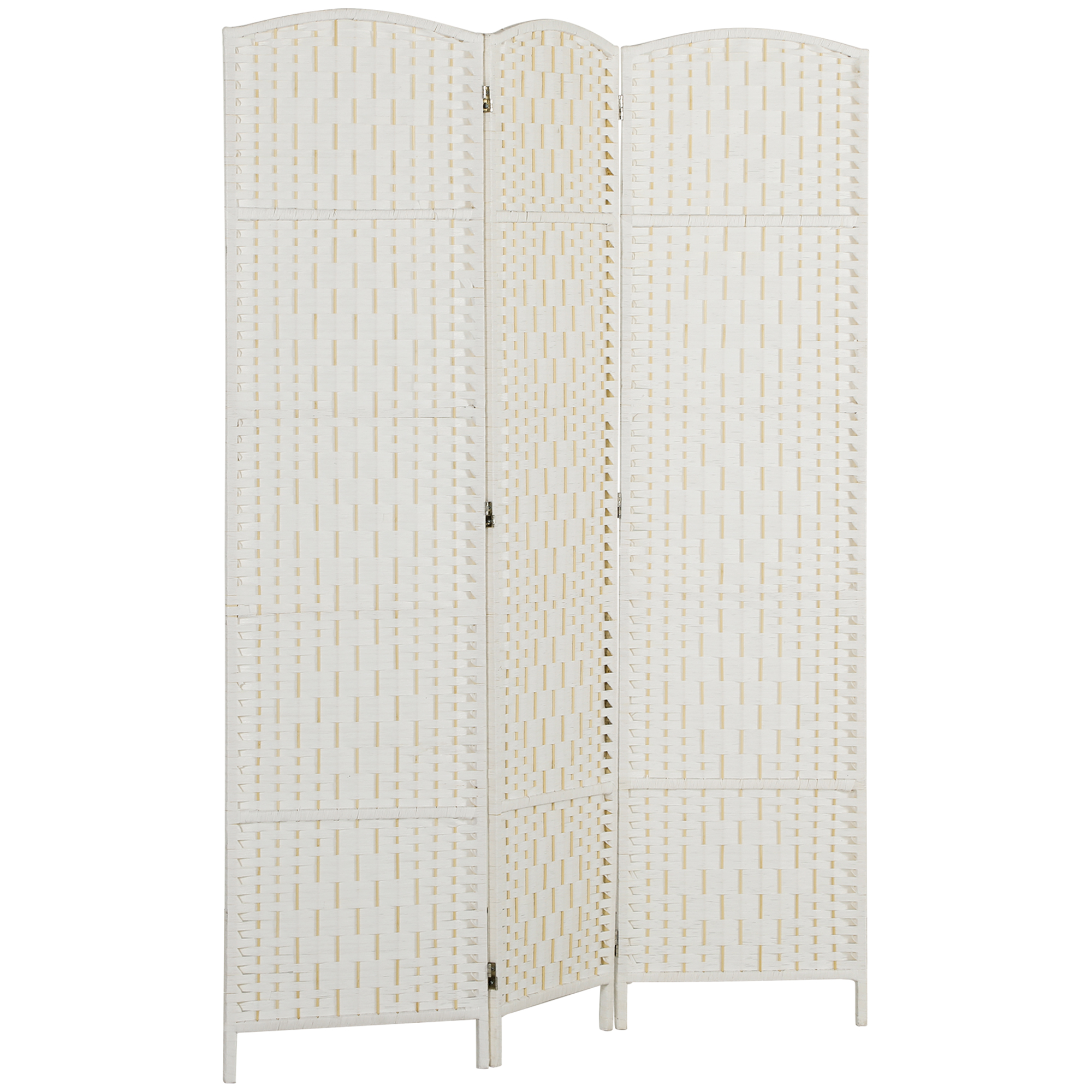Room Divider, 3 Panel Folding Privacy Screen, 6FT Tall Portable Weave Partition Wall Divider for Bedroom, White