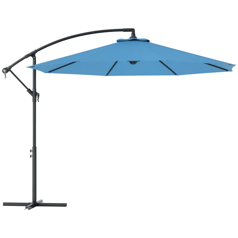 10' Cantilever Tilt Offset Patio Umbrella w/ UV & Water Safe Material & Cross Base (Weight Not Included), Blue