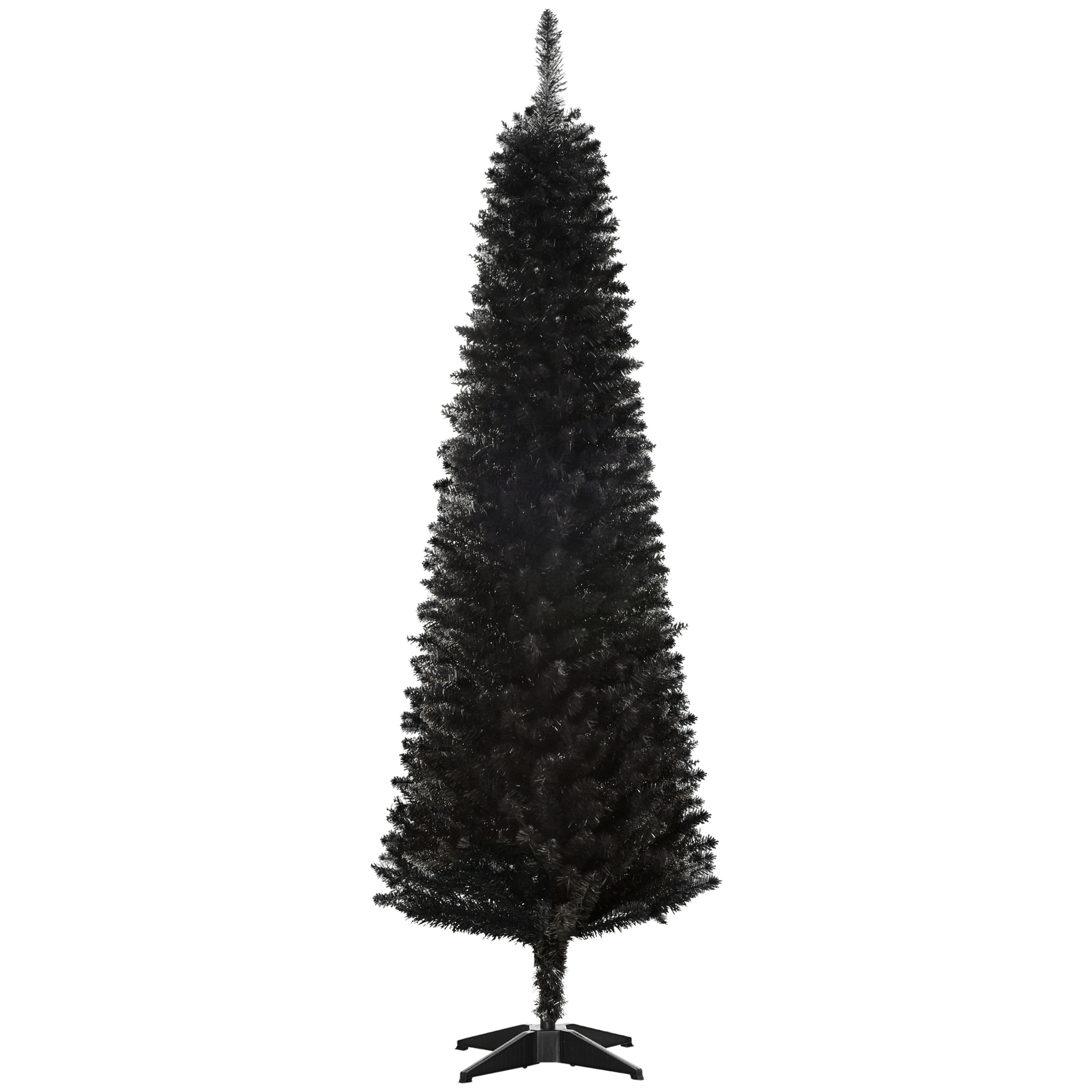  6' Artificial Pencil Christmas Tree, Slim Xmas Tree with 390 Realistic Branch Tips and Plastic Stand, Black