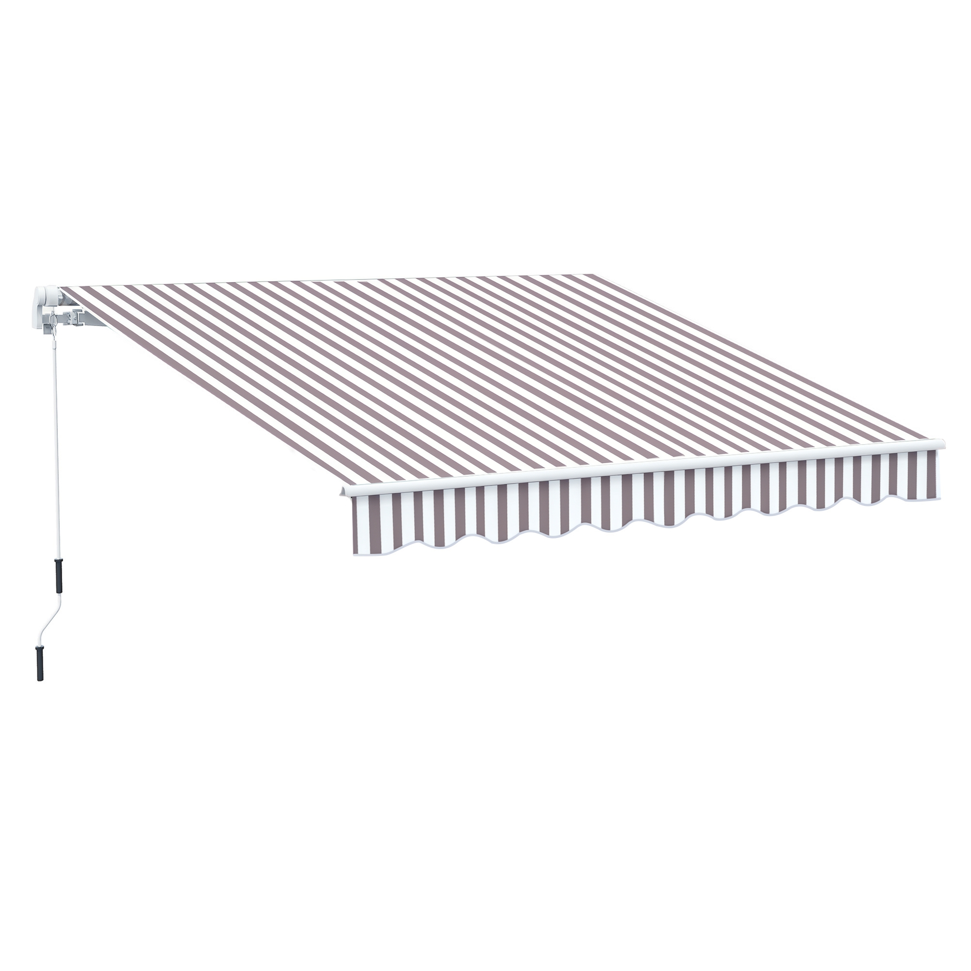 10' x 8' Retractable Awning, Patio Awnings, Sunshade Shelter w/ Manual Crank Handle, UV & Water-Resistant Fabric and Aluminum Frame for Deck, Balcony, Yard, Coffee Stripes