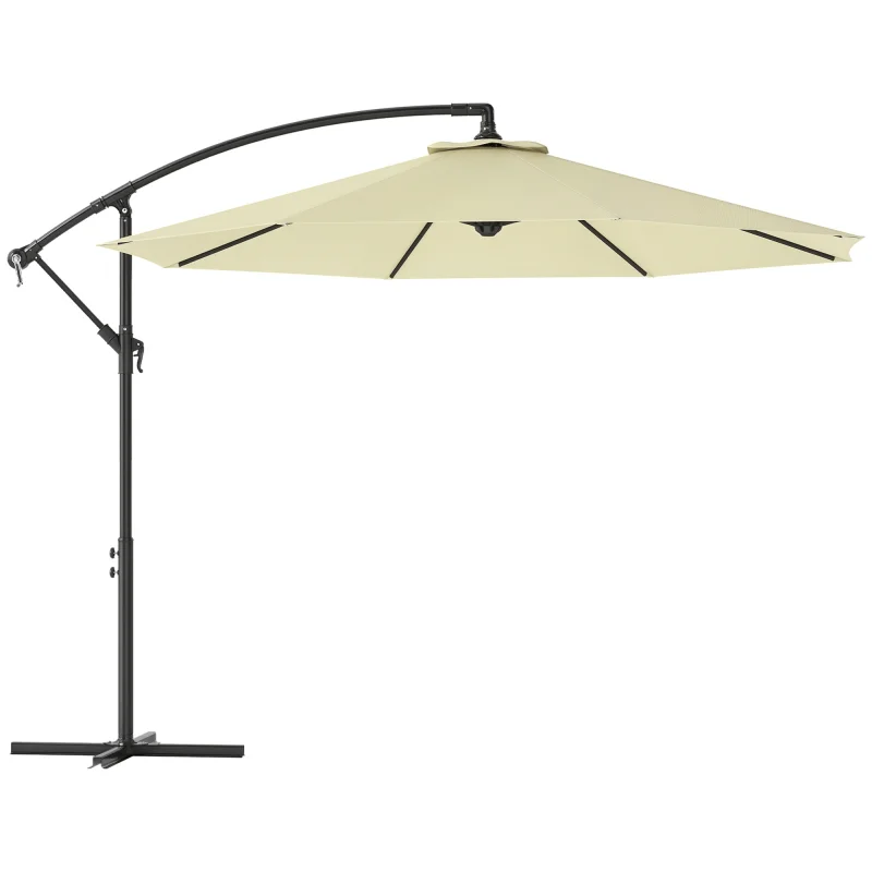 10' Cantilever Tilt Offset Patio Umbrella w/ UV & Water Safe Material & Cross Base (Weight Not Included), Beige