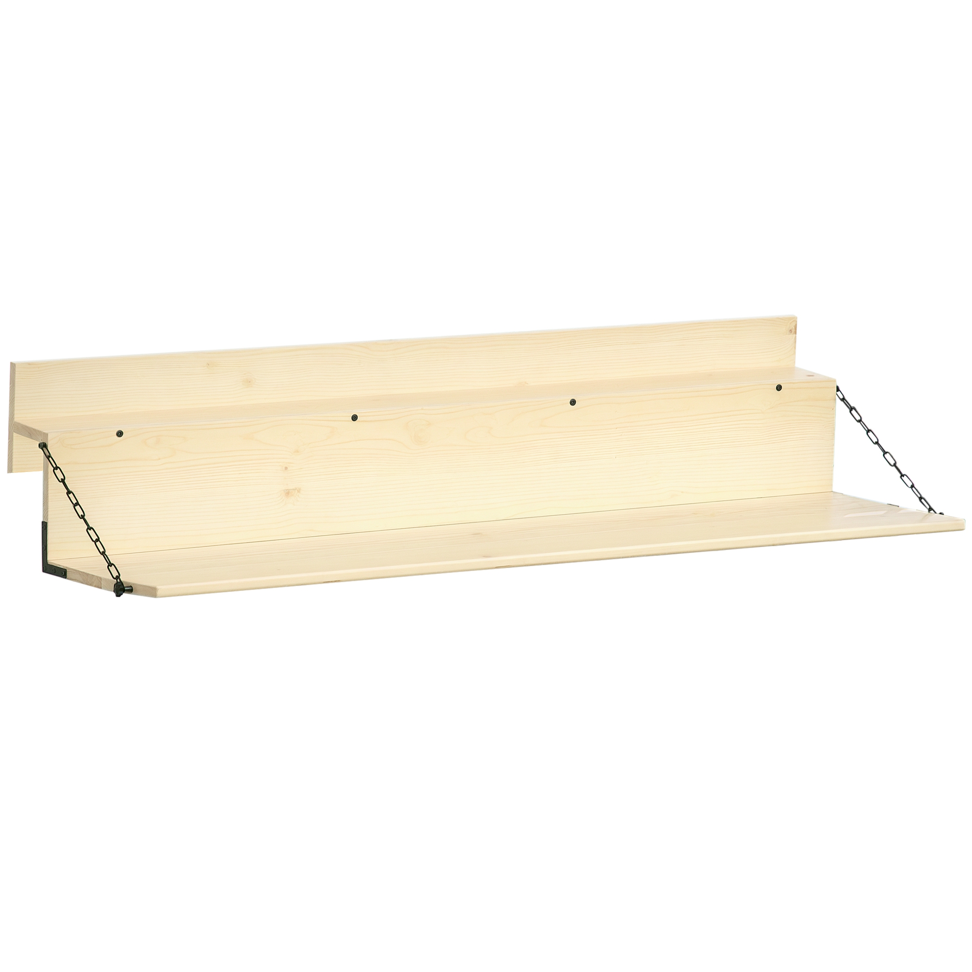  Hanging Balcony Table, Spruce Wood Foldable Railing Bar, Serving Table & Desk, Fits up to 3.9 Inches, Natural