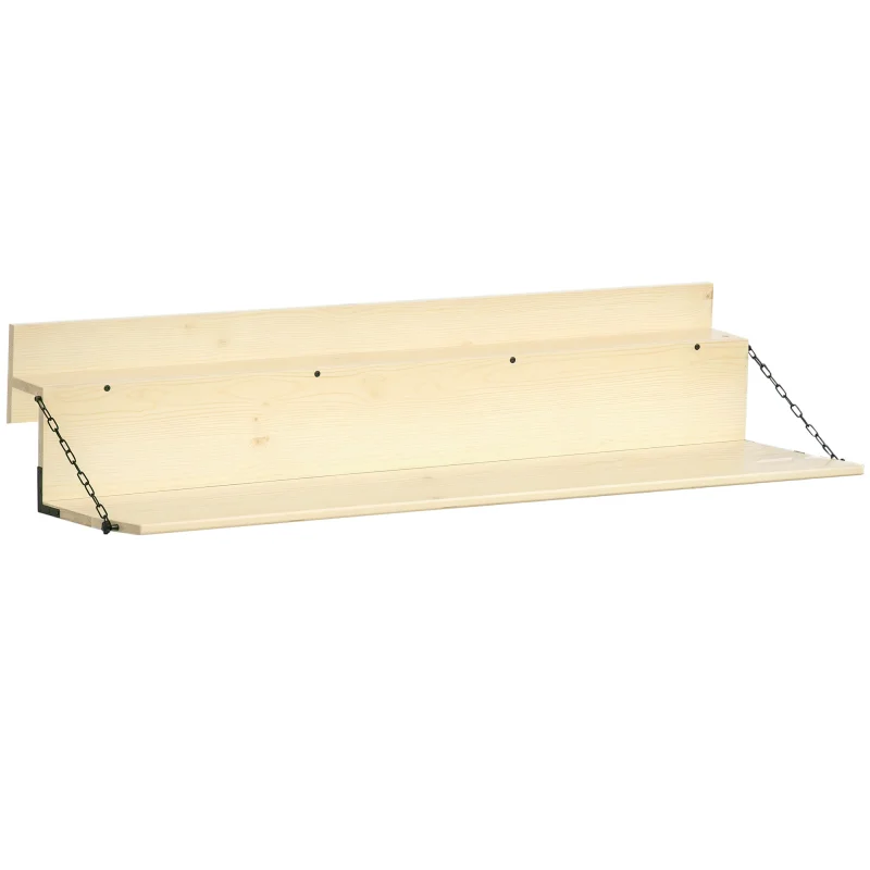  Hanging Balcony Table, Spruce Wood Foldable Railing Bar, Serving Table & Desk, Fits up to 3.9 Inches, Natural