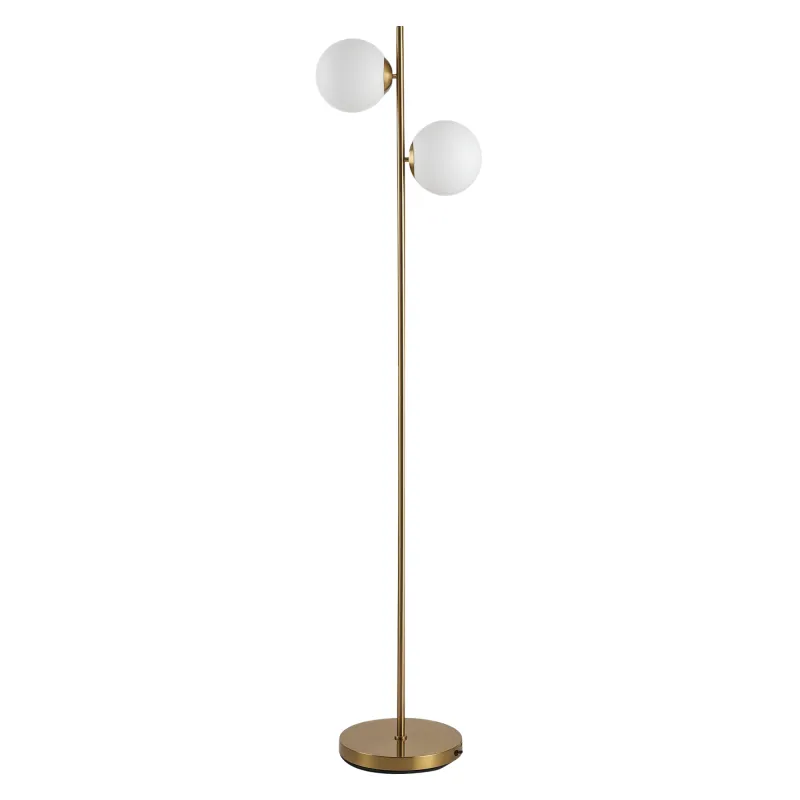 Floor Lamp w/ 2pcs Glass Lamp Shade Modern Portable Decorative Lamp, White