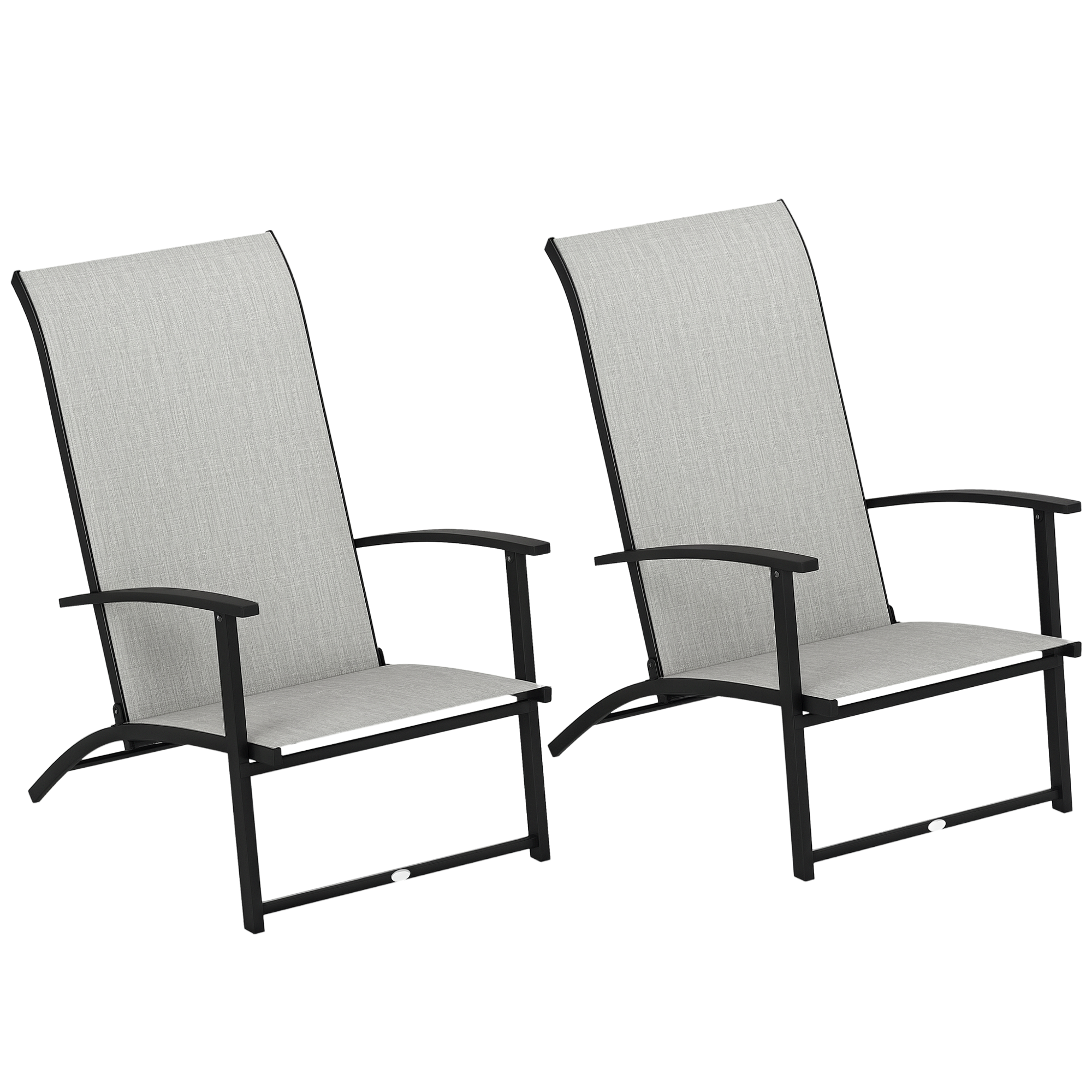 Set of 2 Outdoor Dining Chairs with High Back, Armrests, Folding Patio Chairs for Patio, Lawn, Camping, Gray