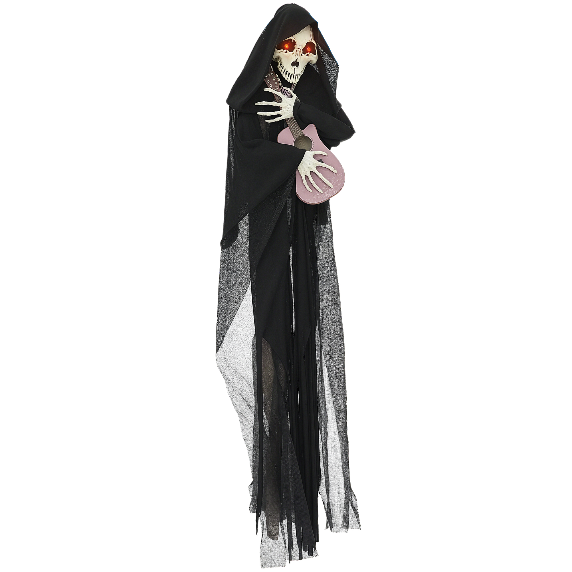 Guitar-Playing Grim Reaper Outdoor Halloween Decoration Animatronic