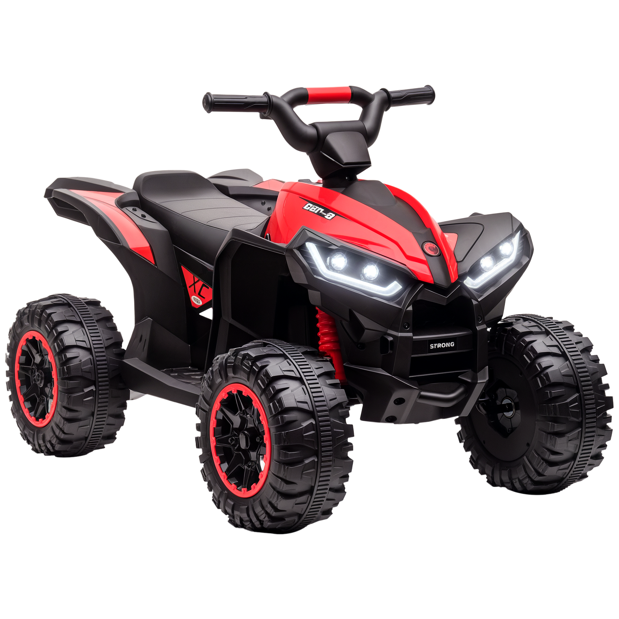 Kids ATV 4 Wheeler, 12V Kids Ride On Toy with Dual Motors, High & Low Speed, Music, Headlights, Up to 3.7 MPH, Red