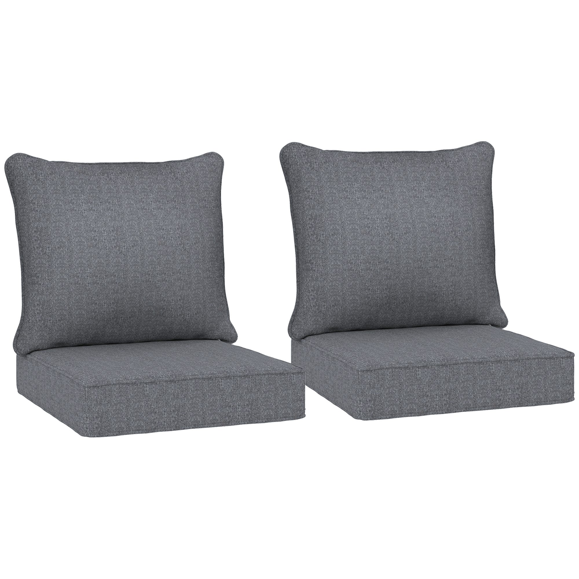 Patio Chair Cushions Set of 2 with Seat & Backrest, Fade Resistant Seat Replacement Cushion Set, Gray