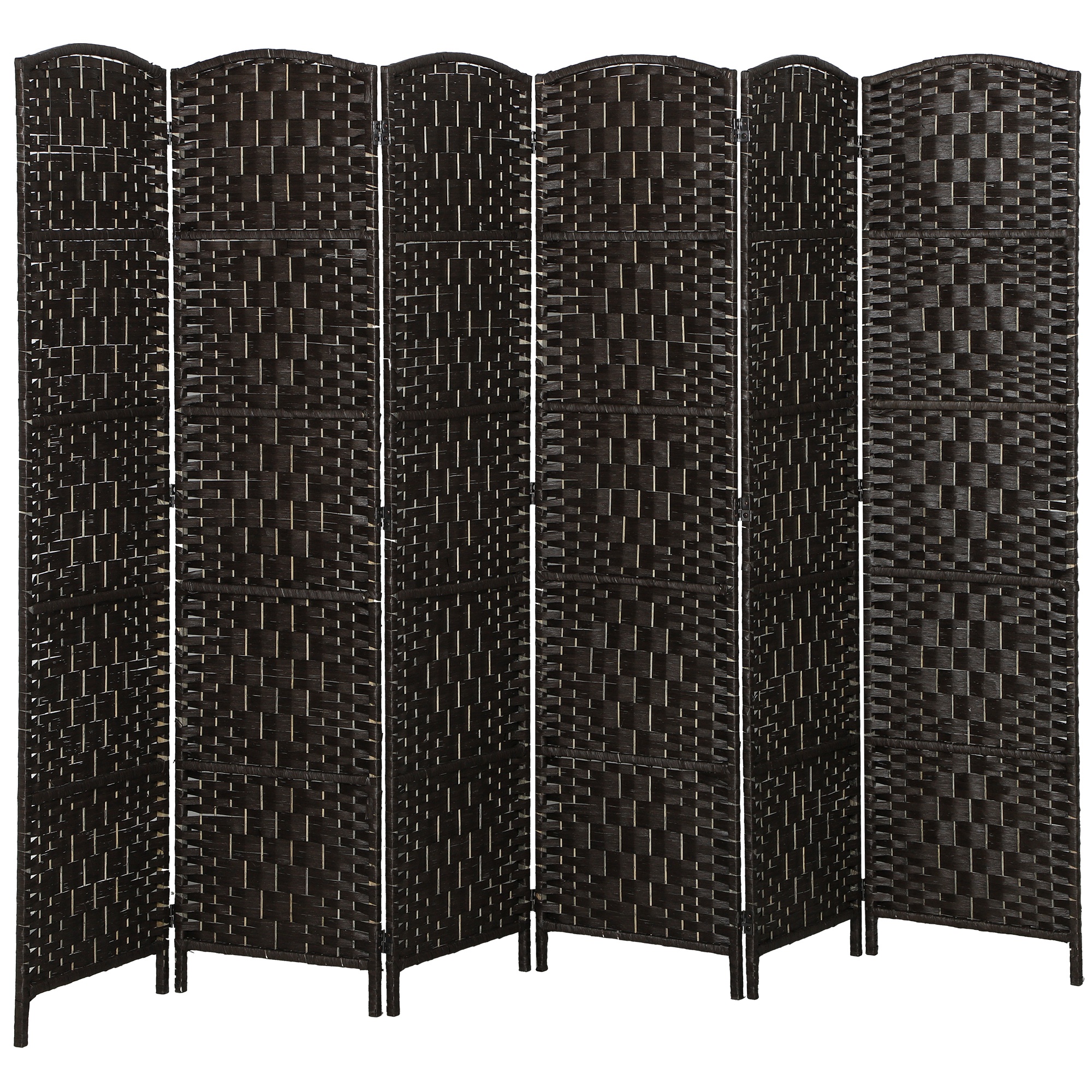 Room Divider, 6 Panel Folding Privacy Screen, 6FT Tall Portable Weave Partition Wall Divider for Bedroom, Coffee