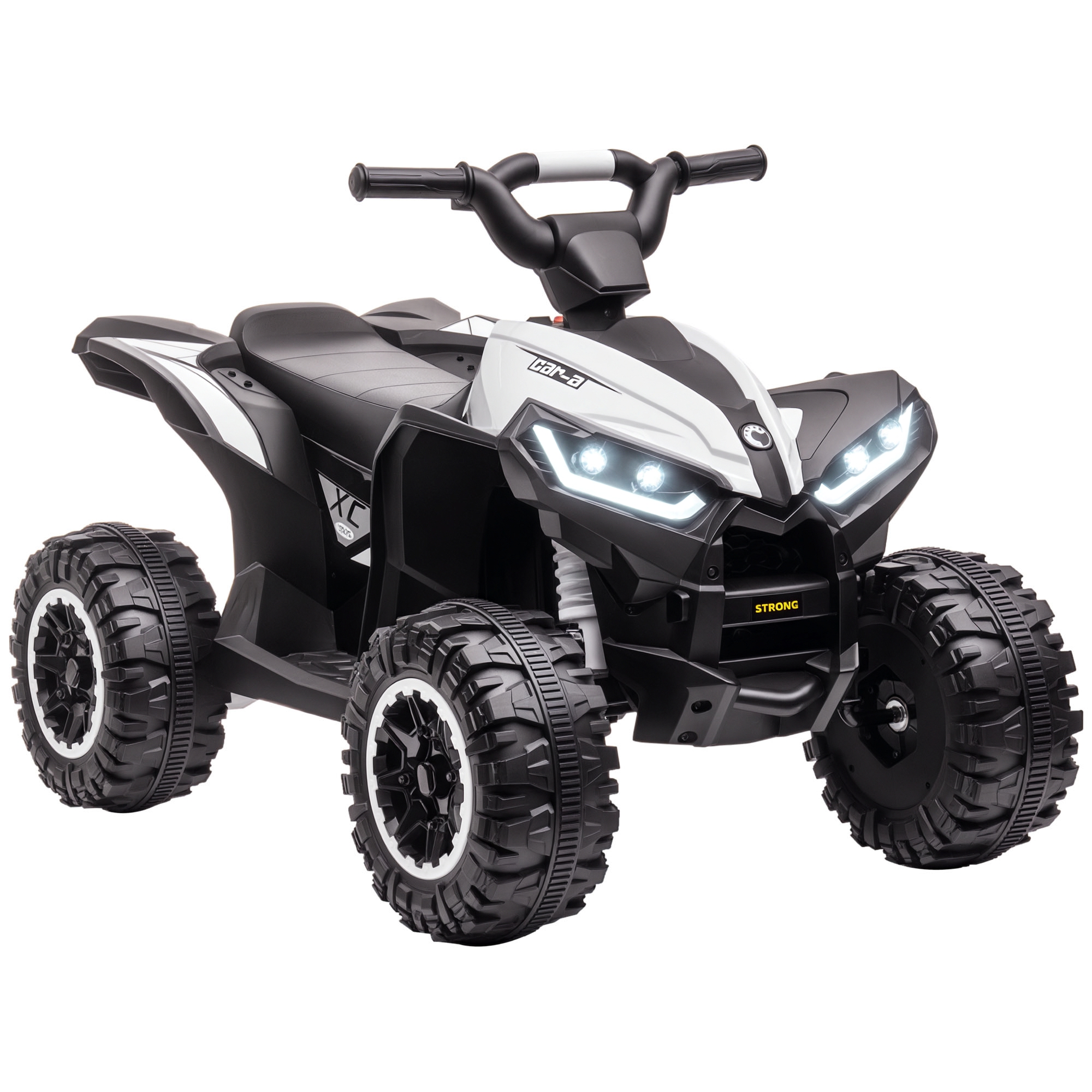  12V Kids ATV Quad Car with Forward & Backward Function, Four Wheeler for Kids with Wear-Resistant Wheels, Music, Electric Ride-on ATV for Toddlers Ages 3+ Years Old, White
