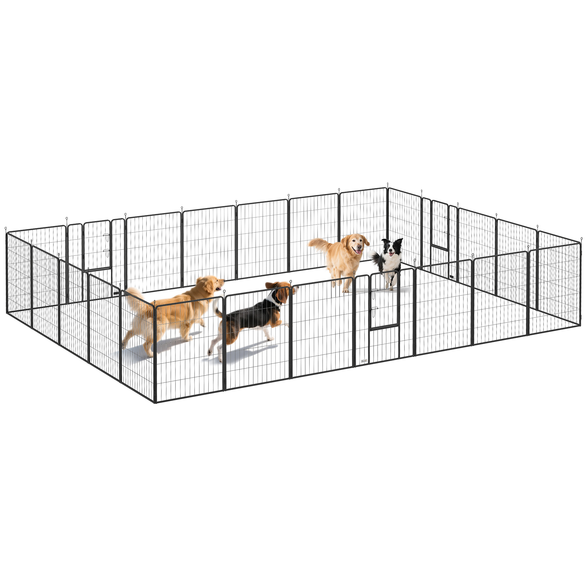 Dog Playpen for Indoor Outdoor, 24 Panels 39" H Puppy Playpen with Lockable Door, DIY Shape Pet Exercise Fence, Gray