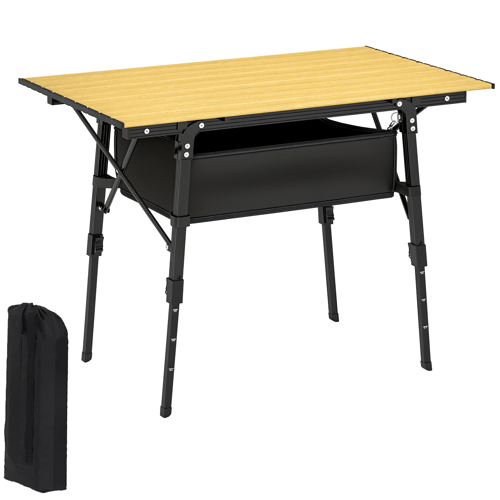 3ft Aluminum Small Folding Table, Portable Camping Table with Storage Bag, Carry Bag for Outdoor Picnic BBQ, Brown