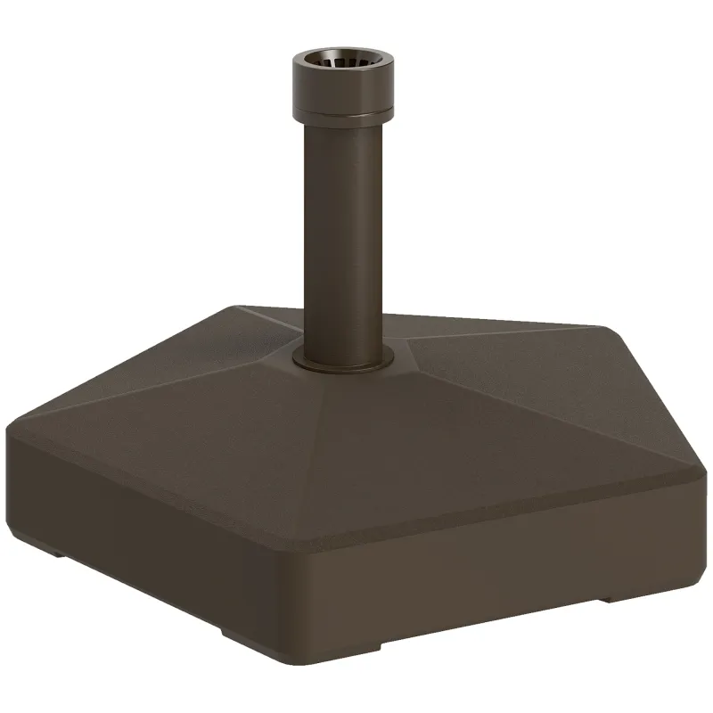  Patio Umbrella Base Holder, Heavy Duty Outdoor Umbrella Stand Base, Filled Up to 42lbs with Sand or 33lbs with Water for Garden, Poolside, Brown