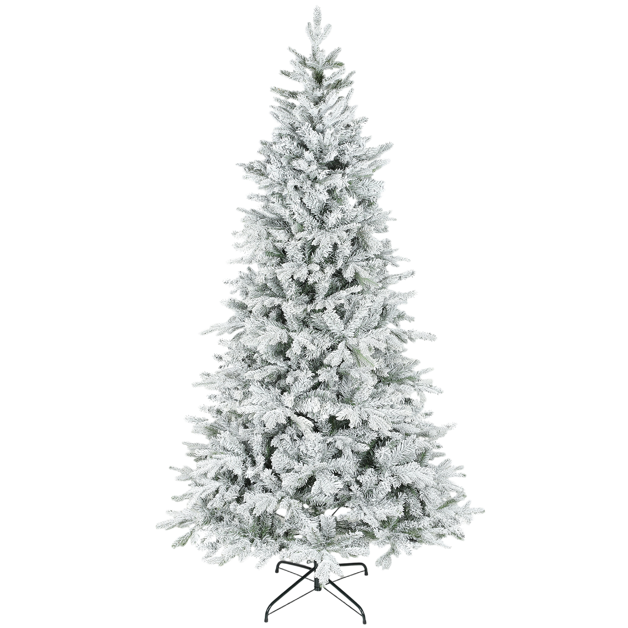 7.5 ft Artificial Frosted Christmas Tree with Realistic Branches, Wide Full Spruce, Hinged Xmas Tree, Easy Assembly