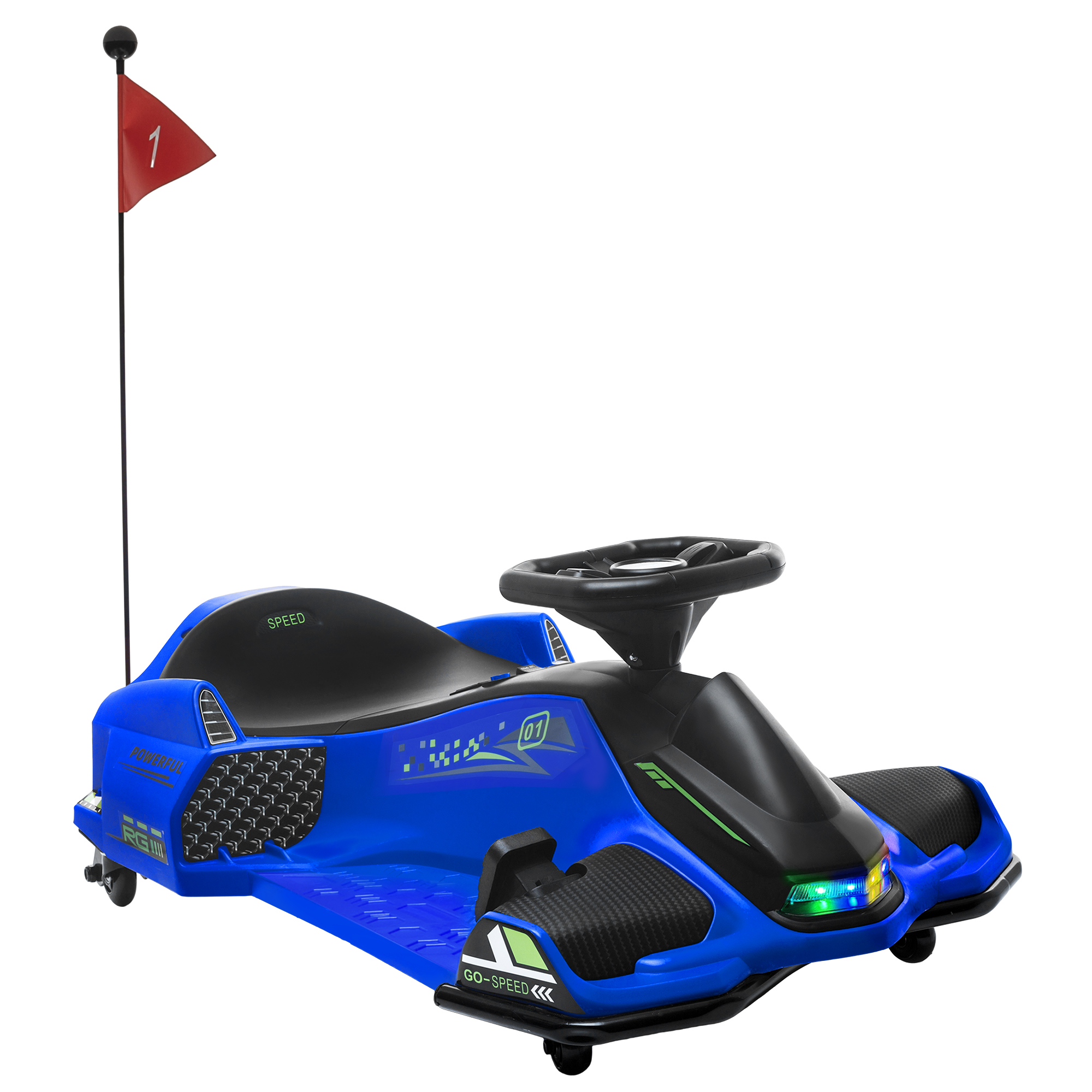 12V Electric Drifting Go Kart w/ Slow Start, Music, Lights, Blue