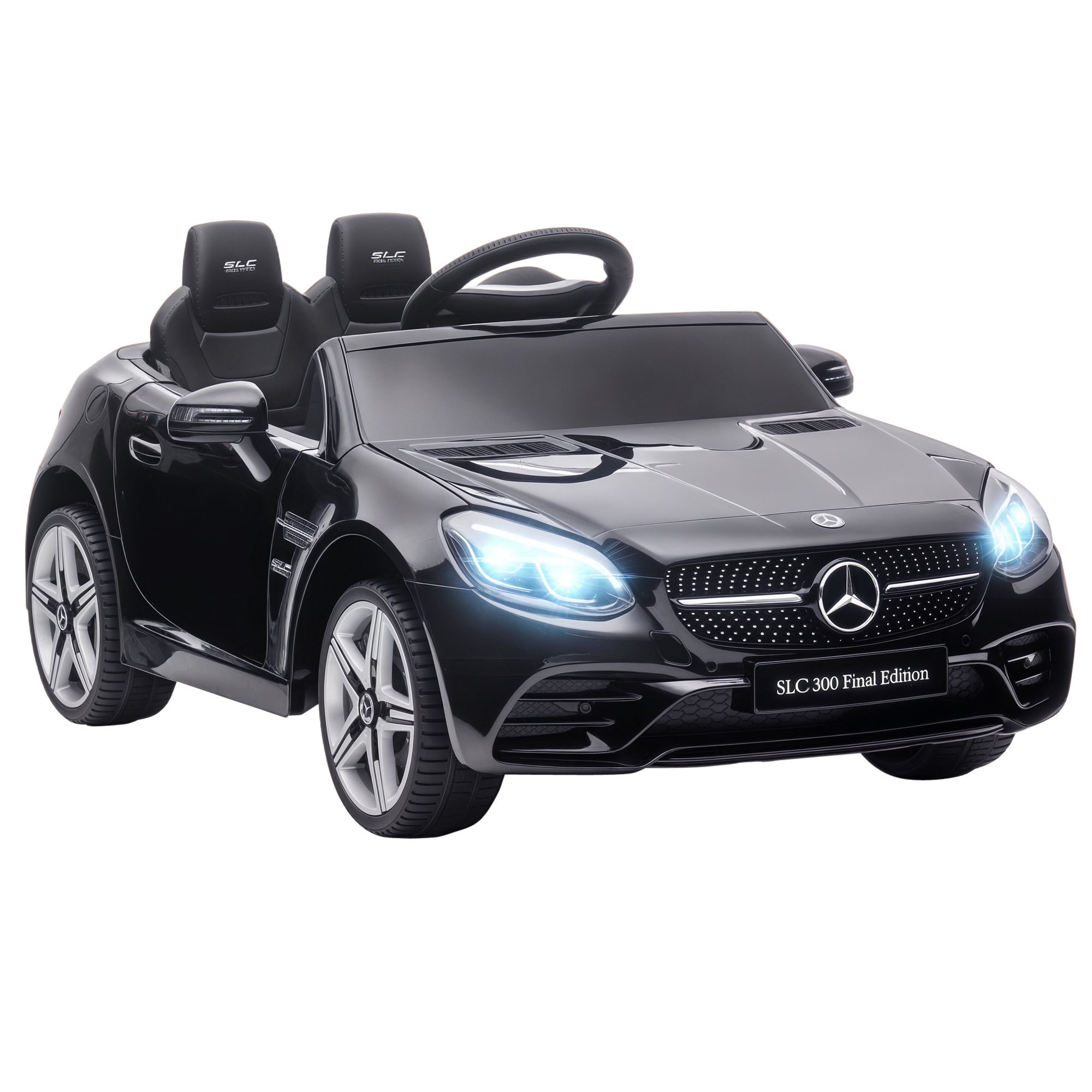 Mercedes SLC 300 Licensed 12V Ride On Car for Kids with Remote Control, 2 Speeds, Battery Powered Kids Electric Car with Music, Lights, Suspension for 3-6 Years Old, Black