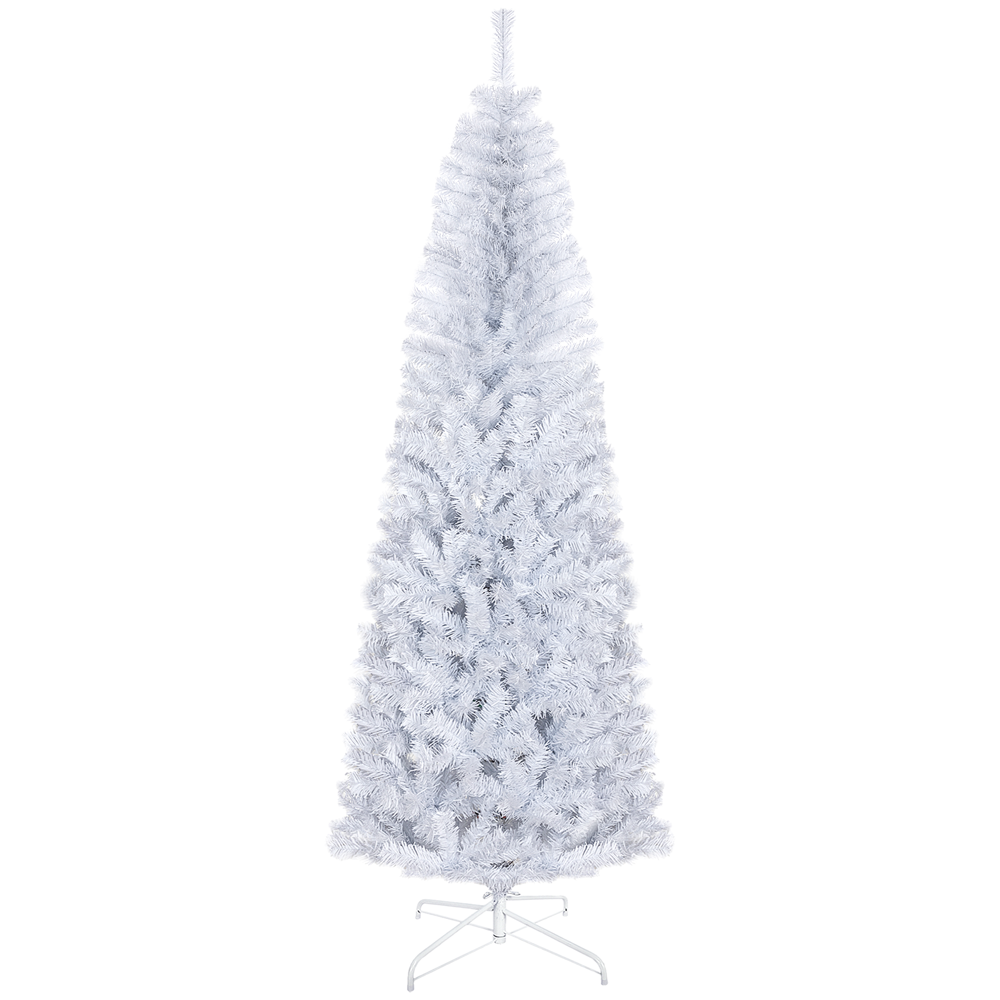 7 FT Artificial Christmas Tree Pencil Xmas Tree with Stand, 818 Tips, Holiday Home Indoor Decoration for Party, White