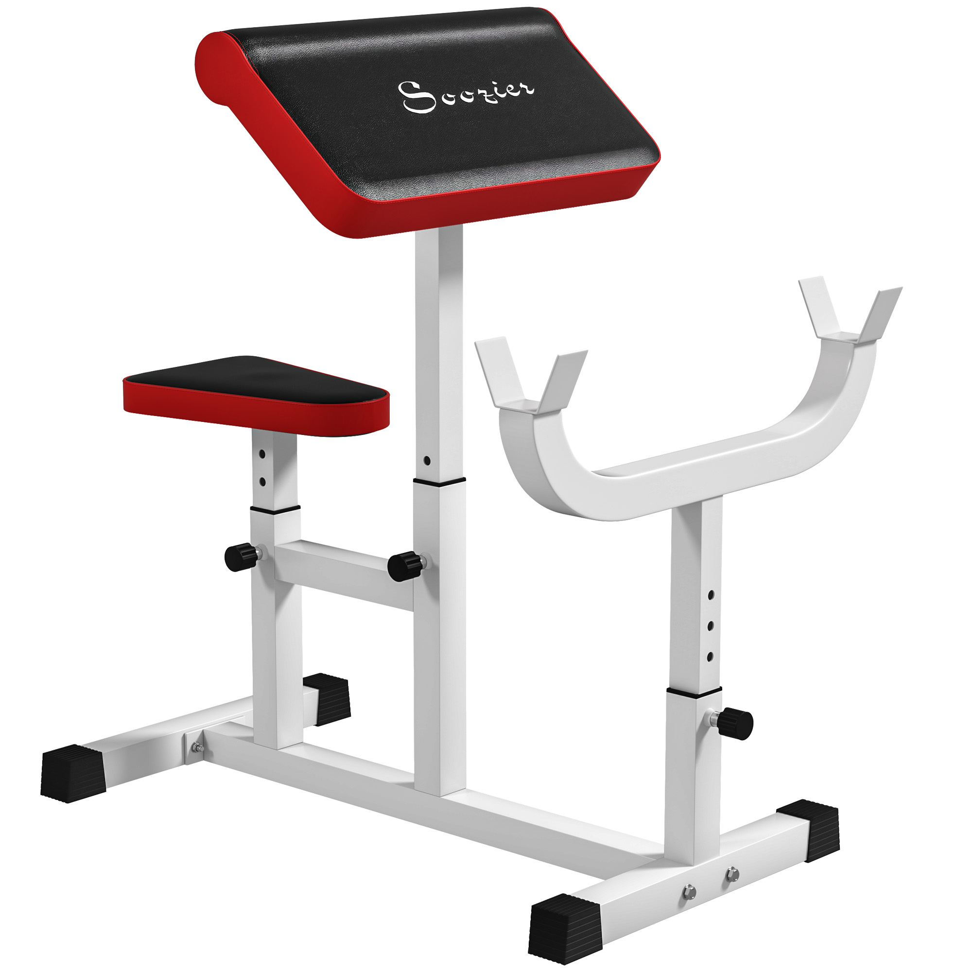 265 LBS Preacher Curl Bench for Strength Training, Adjustable Seated Arm Isolated Barbell Dumbbell Bicep Station, White