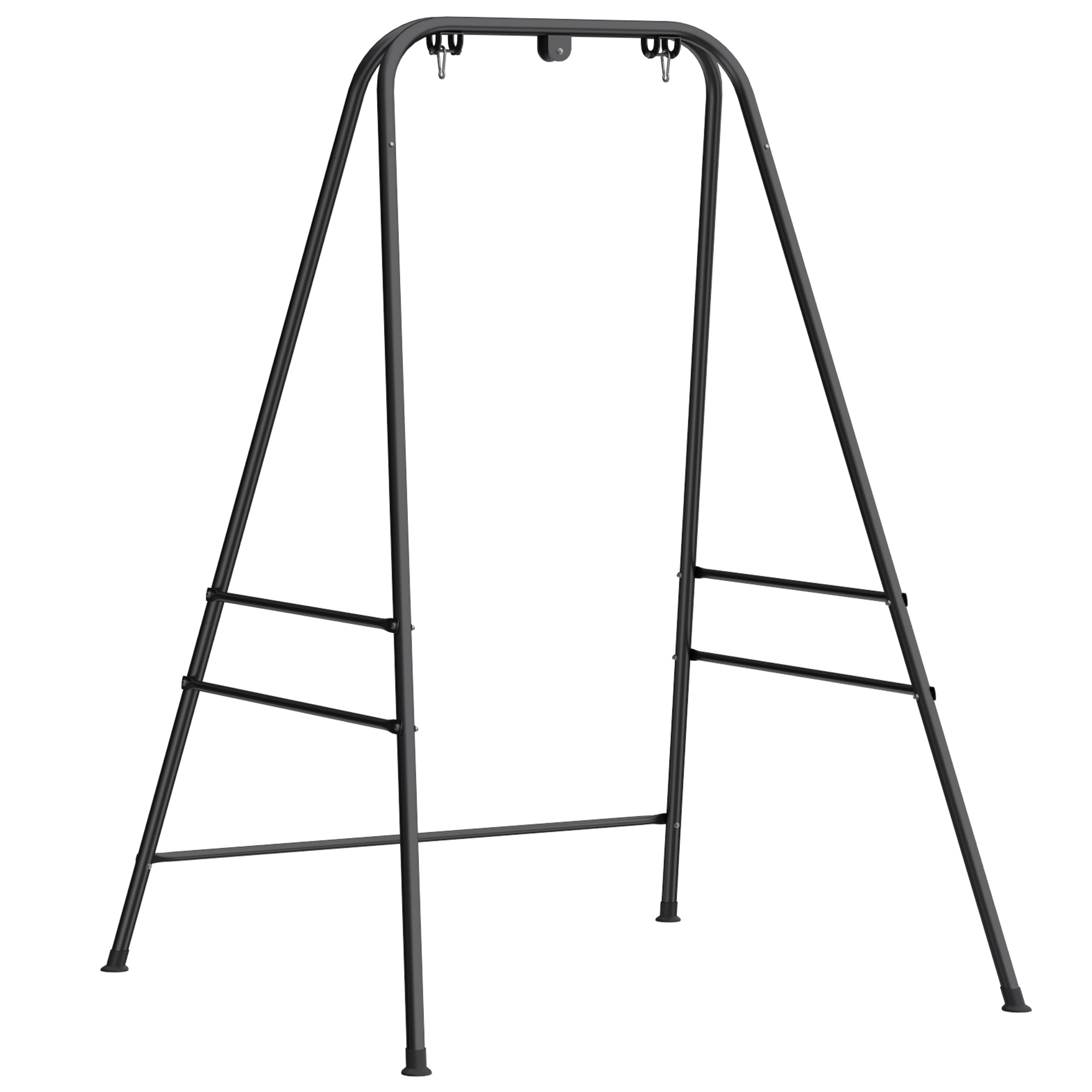 Hammock Chair Stand Indoor and Outdoor Use with Anti-Slip Foot Pads, 2 Carabiners, Black