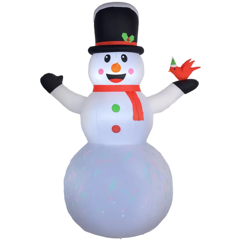 12FT Giant Inflatable Snowman, Christmas Blow Up Snowman with Rotating Colorful LED Light for Indoor, Outdoor, Yard