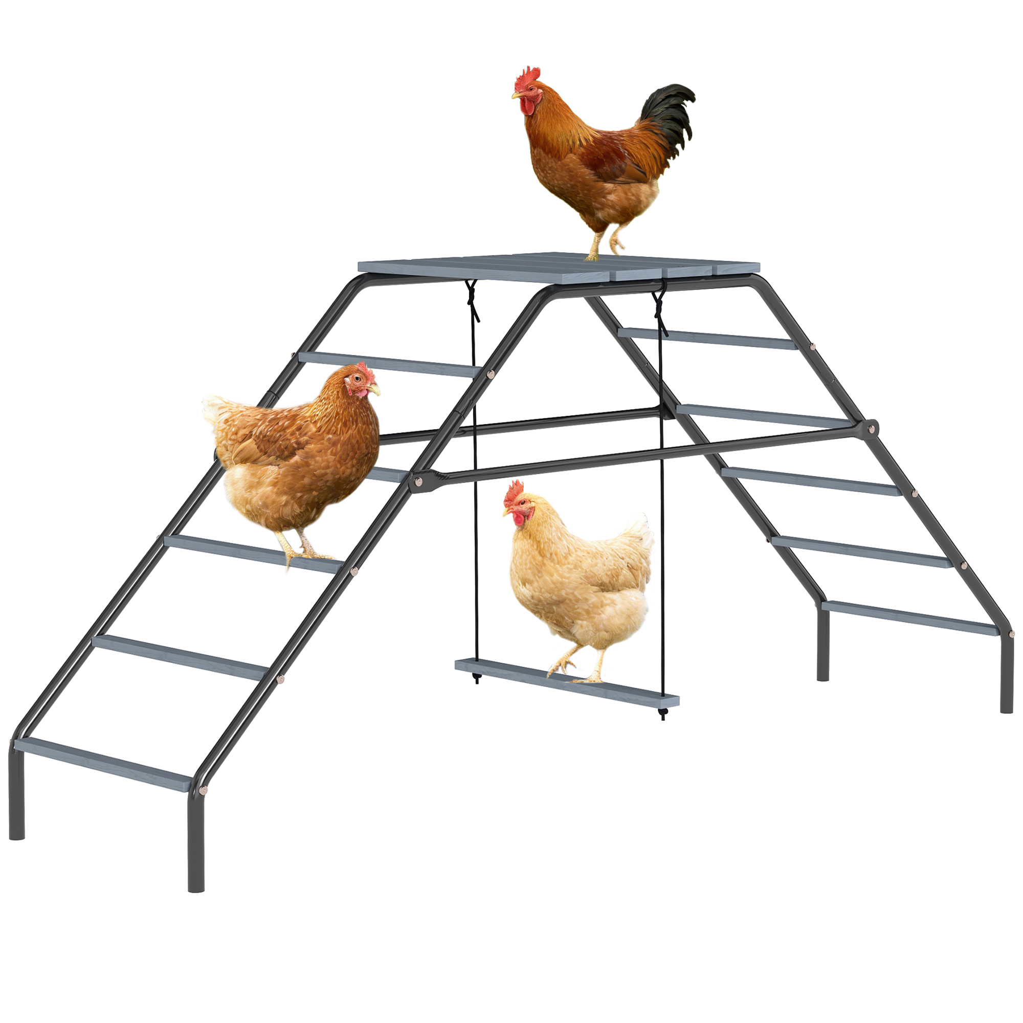 Chicken Coop Perches with Adjustable Swing, 10 Roosting Bars, for Backyard, Farm