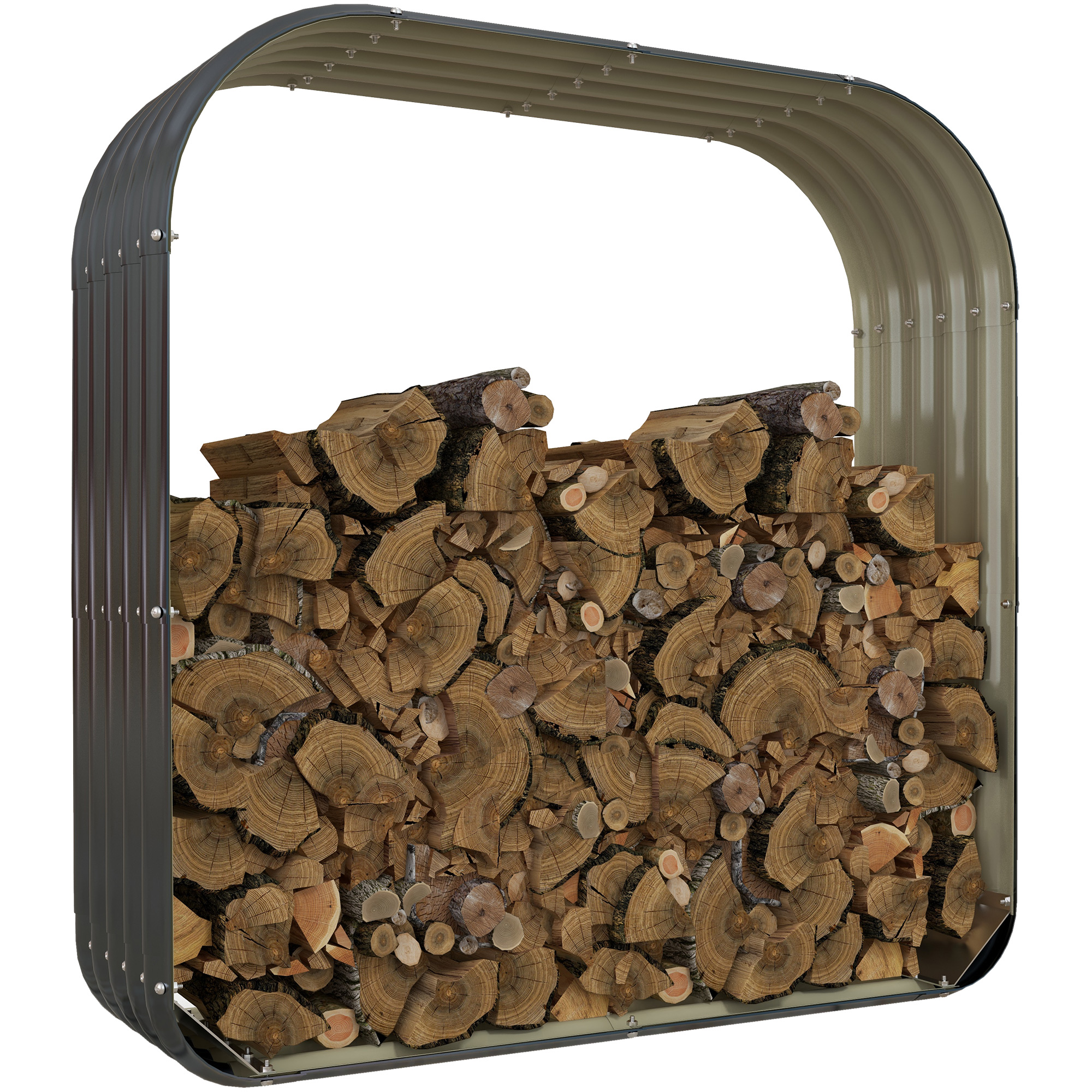 Wood Shed Galvanized Steel Firewood Storage Rack with Rubberized Edge for Safety, 4.7' x 1.4' x 4.7'