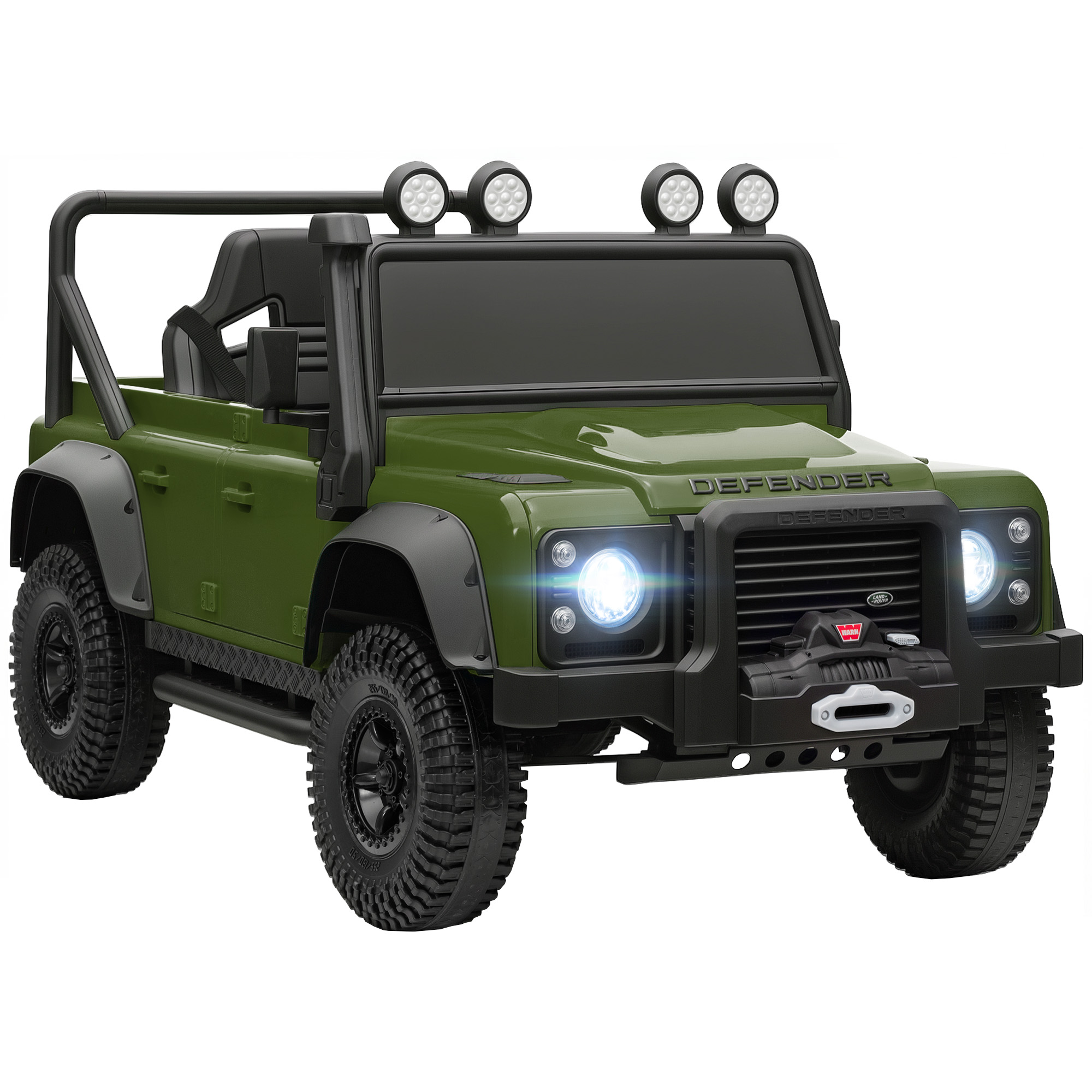 Land Rover Licensed Electric Car for Kids with Remote Control, Dual Motors, Spring Suspension, LED Lights, Dark Green