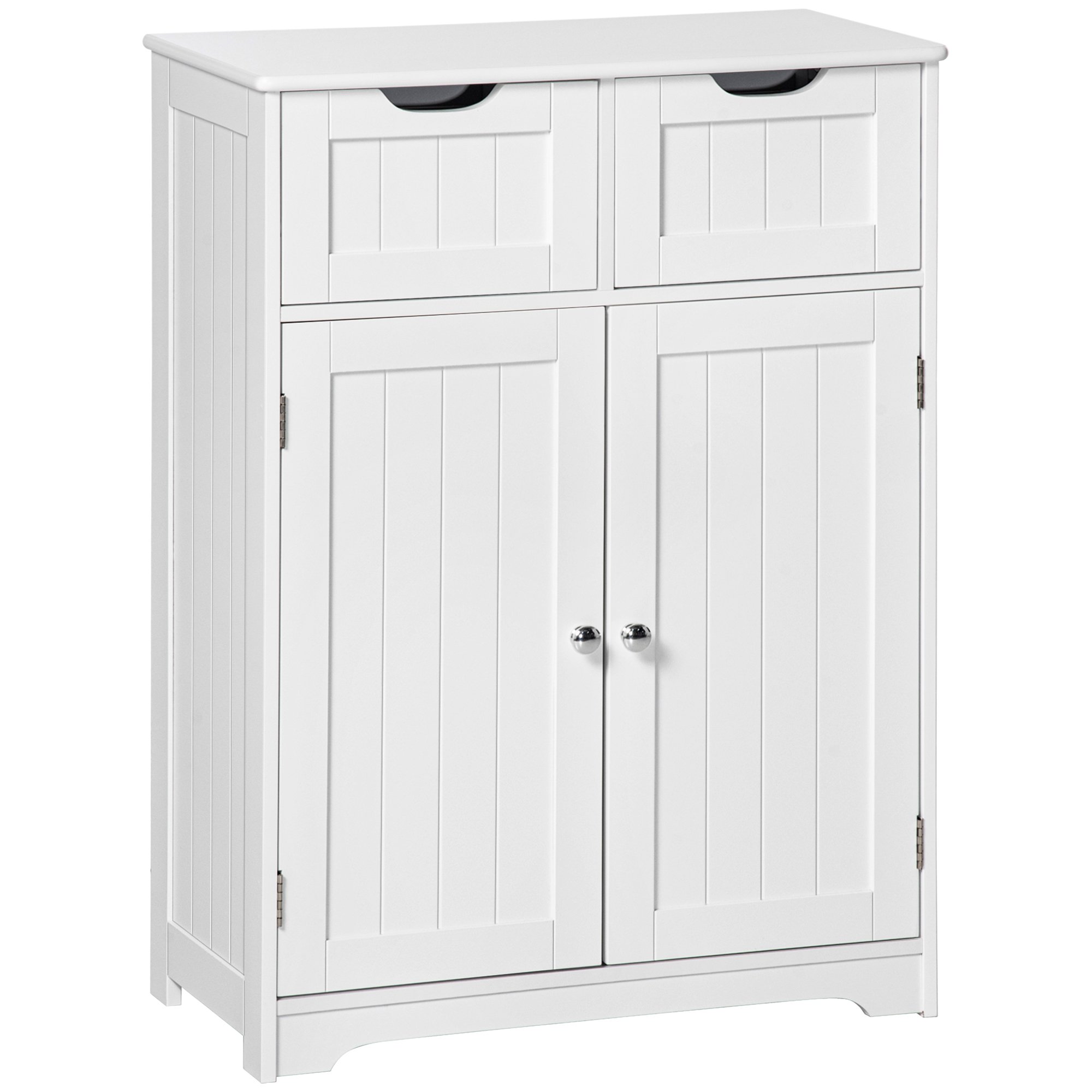 Freestanding Bathroom Storage Cabinet, Floor Cabinet with 2 Drawers, Adjustable Shelf, for Bathroom, Living Room or Entryway, White