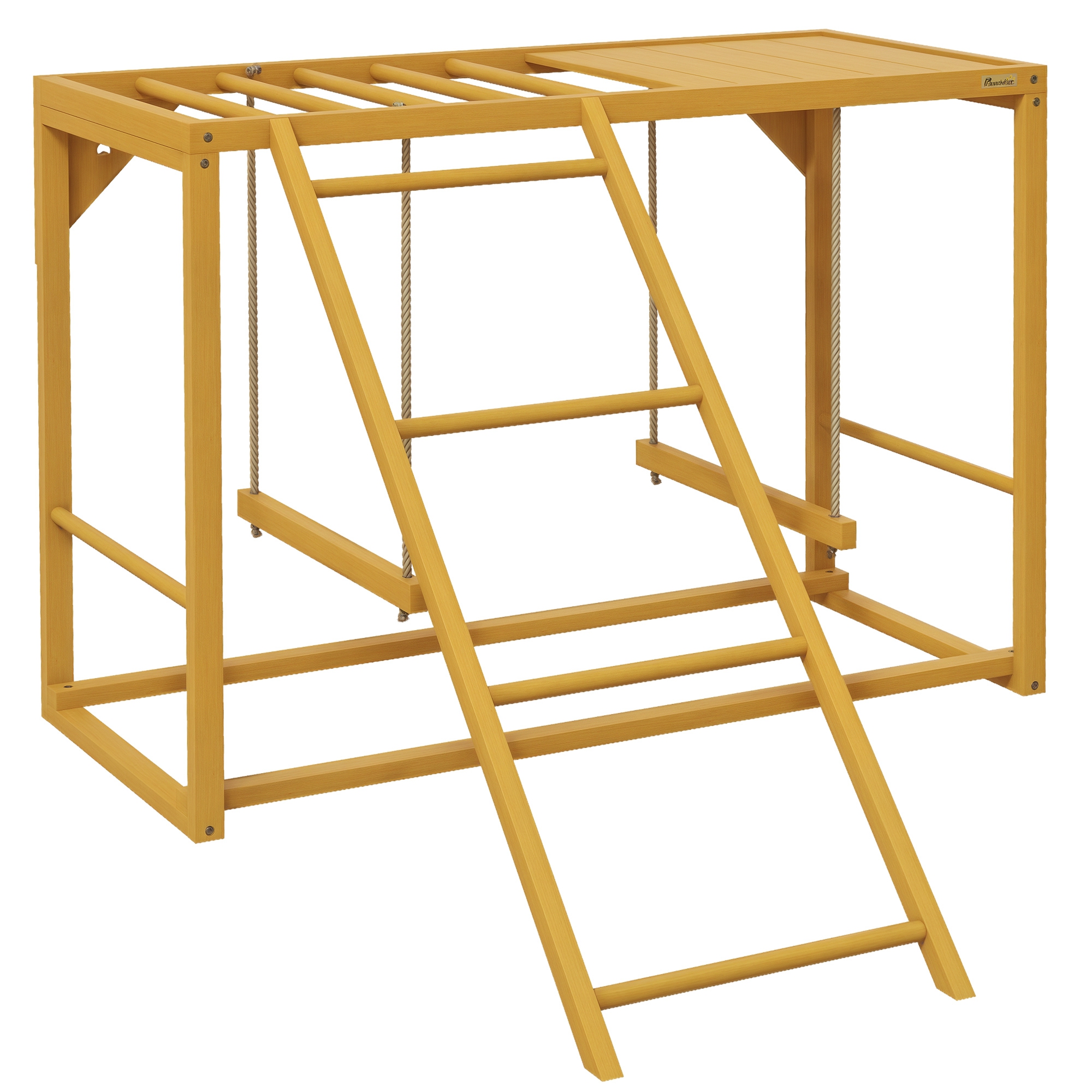 Wooden Chicken Activity Play w/ Swing Set, Chicken Coop Toy, Natural