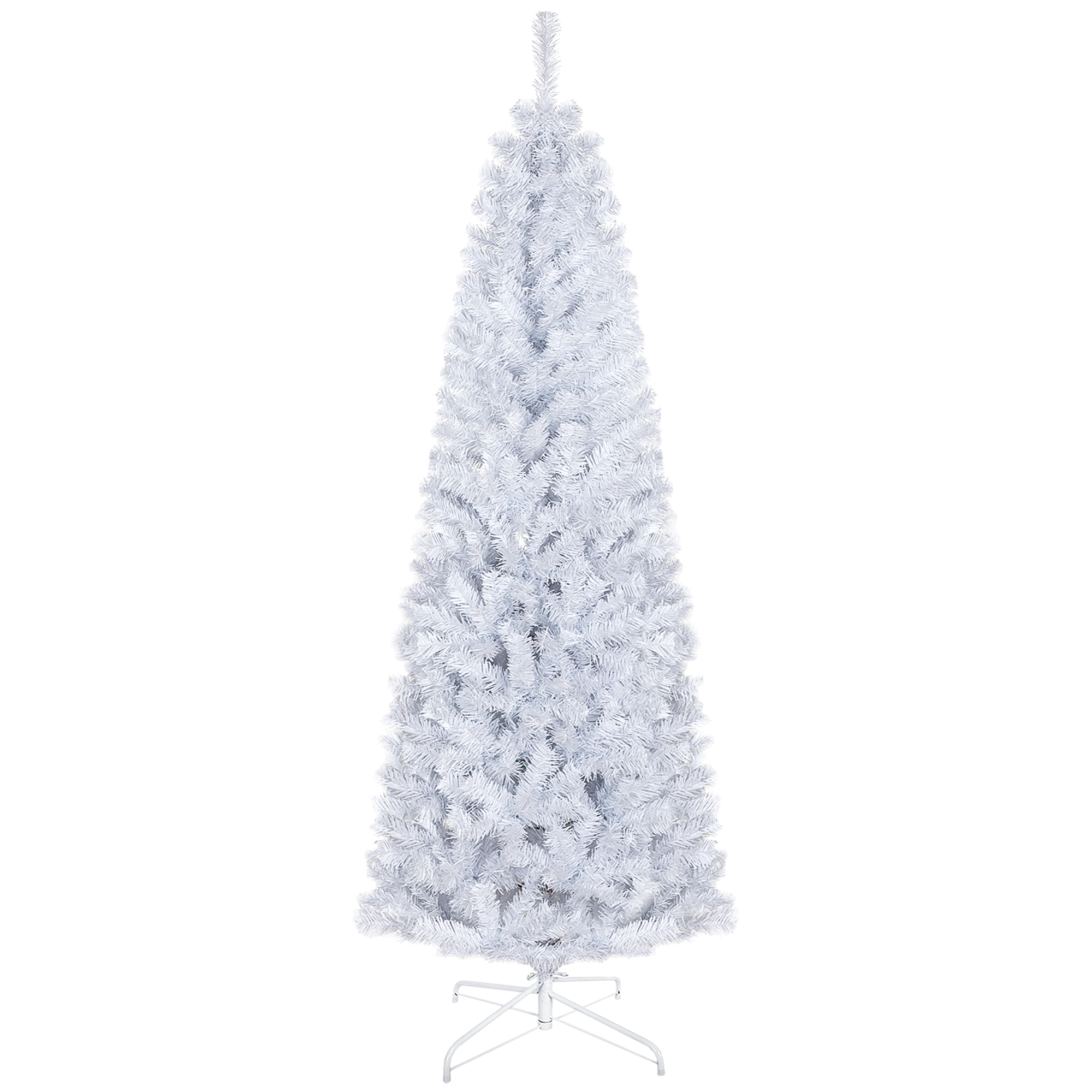 6 FT Artificial Christmas Tree Pencil Xmas Tree with Stand, 618 Tips, Holiday Home Indoor Decoration for Party, White