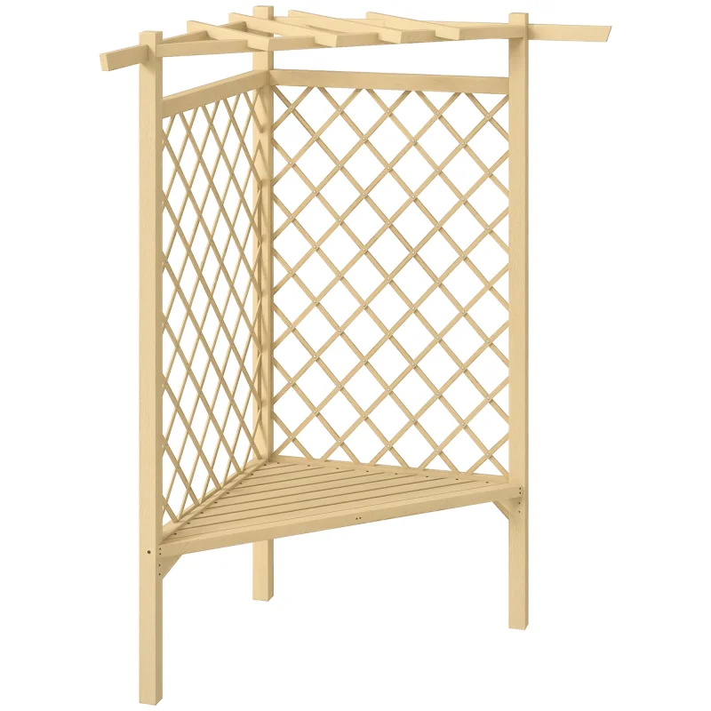 55" Trellis Garden Bench, Wooden Park Bench for Climbing Plants w/ Slatted Seat, Great for Lawn, Backyard, Deck, Natural