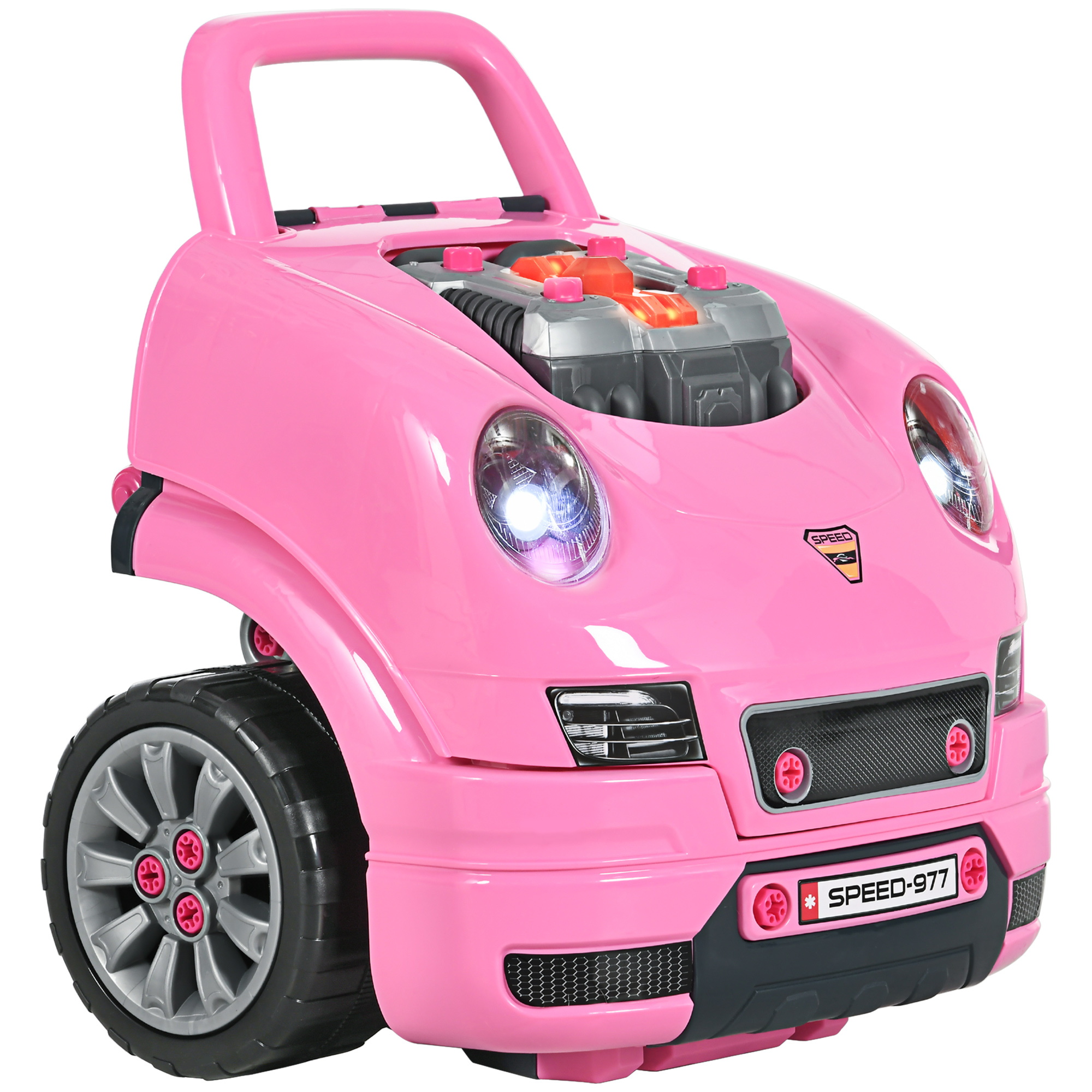 Mechanic Kids Truck Engine Toy Set, Car Service Play Set, Pink