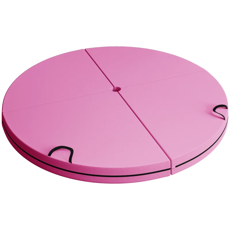 Foldable Crash Mat, Pole Padding with Carrying Handles and EPE Foam for Dance Training and Exercise, Pink