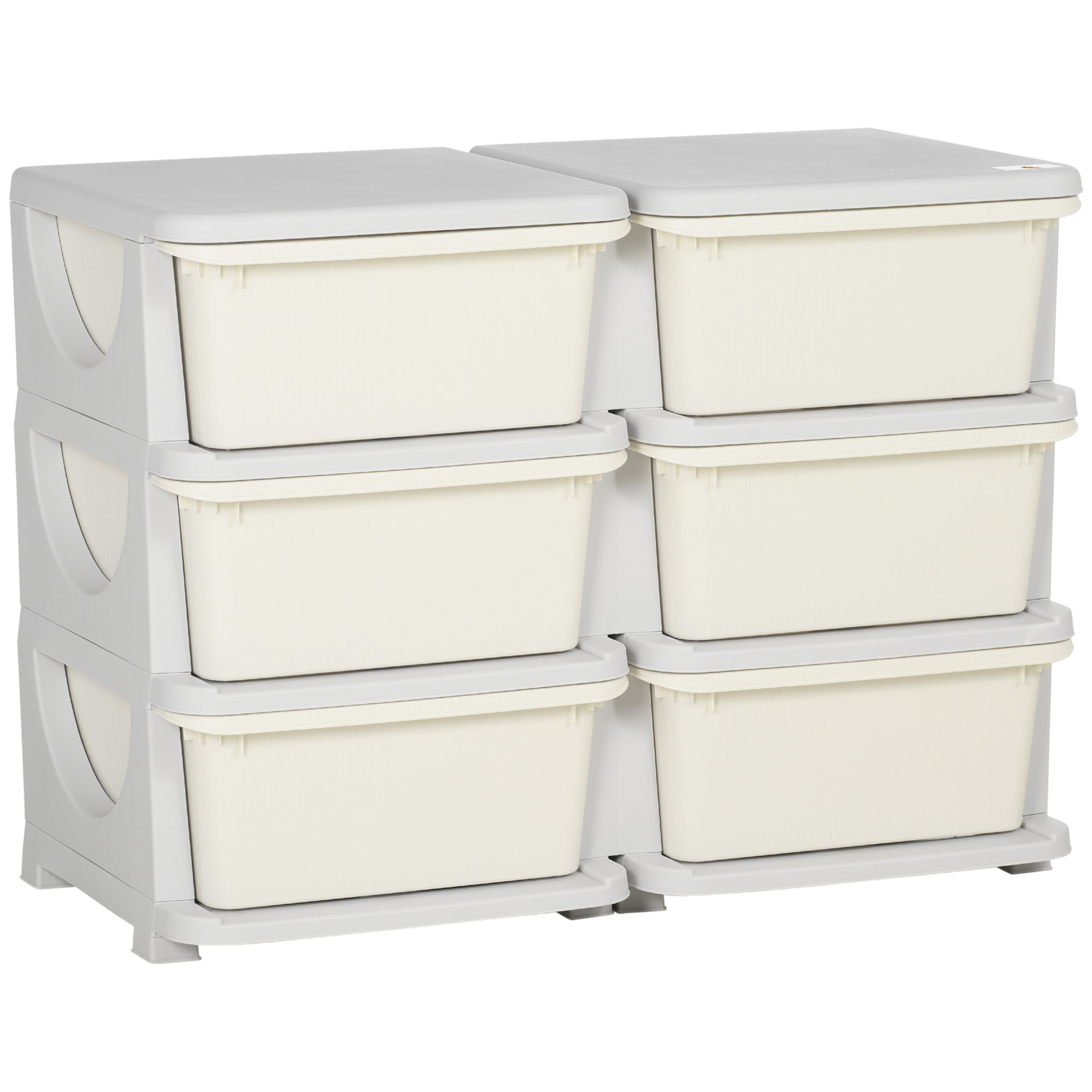 3 Tier Kids Storage Organizer with 6 Drawers for Bedroom, Nursery, Kindergarten, Living Room, Boys and Girls, Cream
