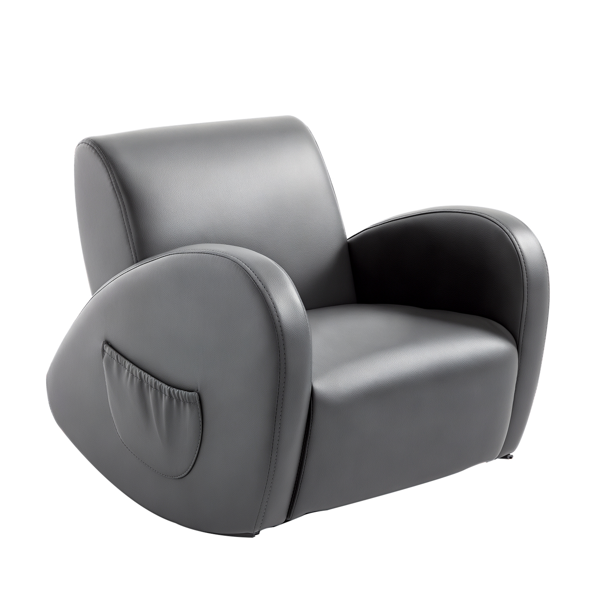 Kids Sofa Rocking Chair with Side Pocket, PU Leather Toddler Armchair for Children Grey